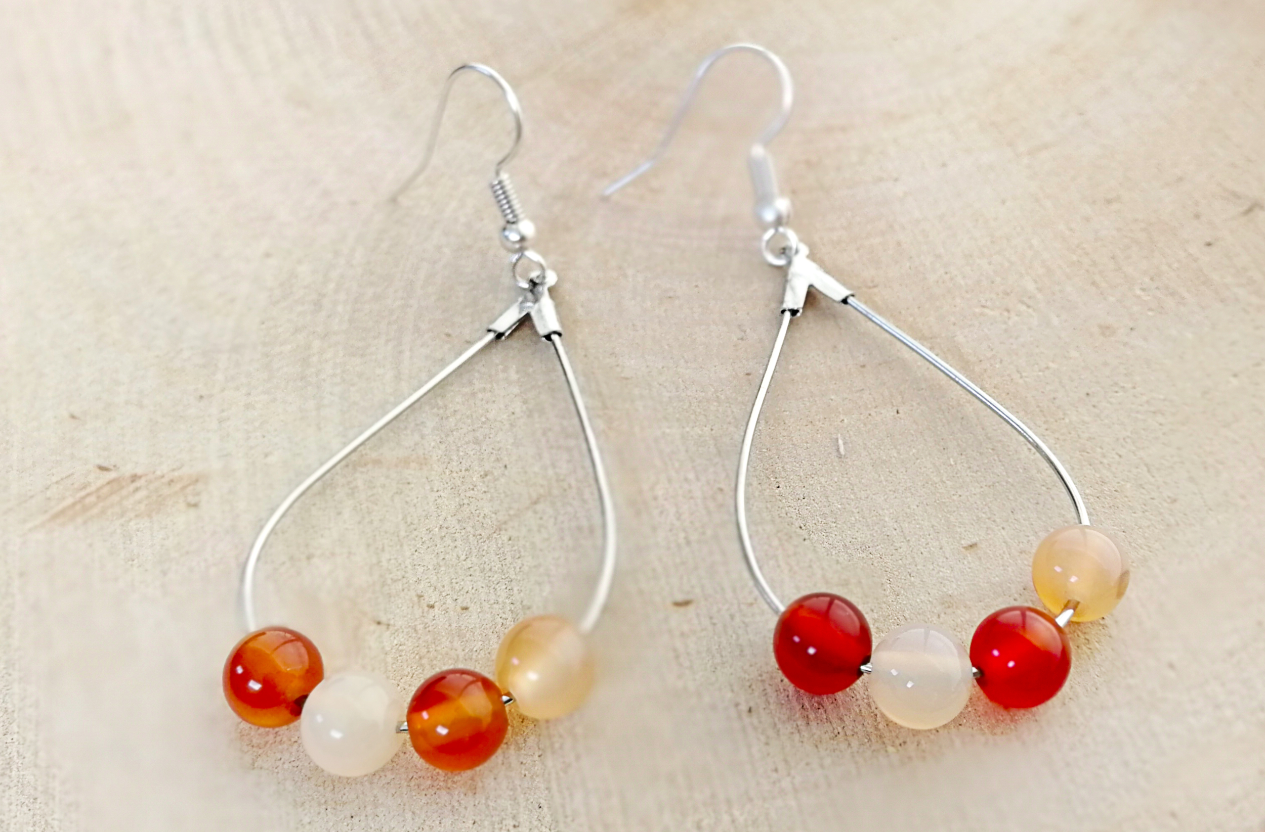 Boucles D'oreilles Argent 925 Et Cornaline – Modèle BO-AR-123 (Délicatement Doux)
