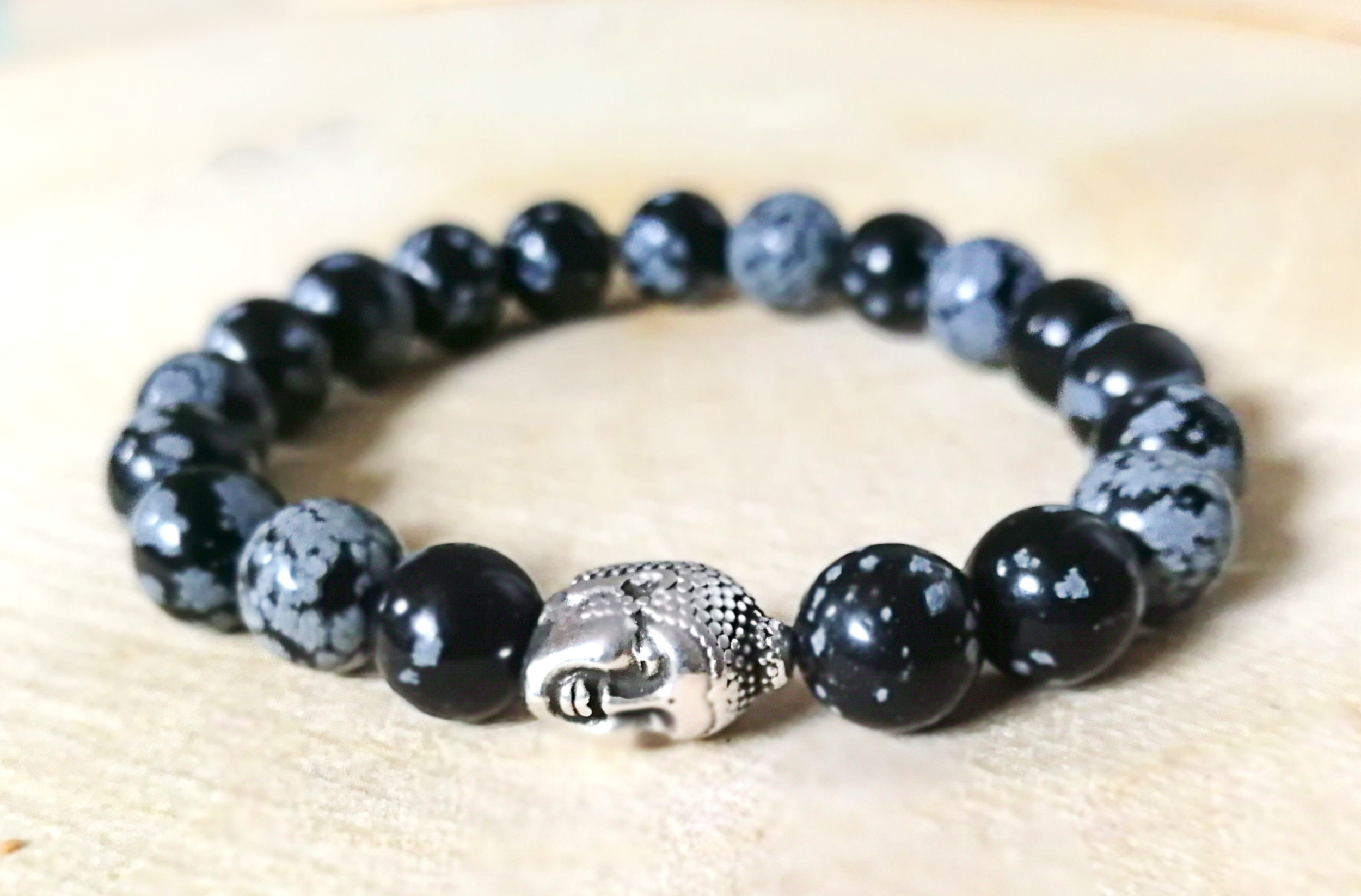 Obsidienne neige Bouddha