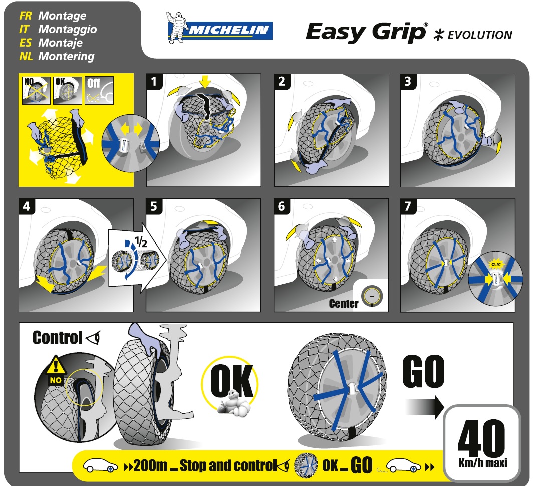 Chaussettes neige Michelin EASY GRIP Evolution n°8 Taille:205/65-15