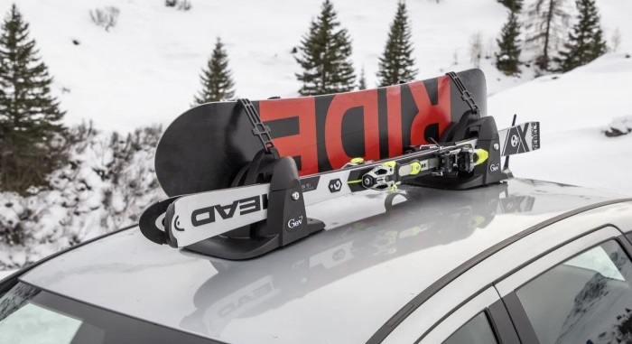 Porte Ski magnétique SHARK - 2 paires de skis ou 2 snowboards ou 1 paire de skis et 1 snowboard avec antivol