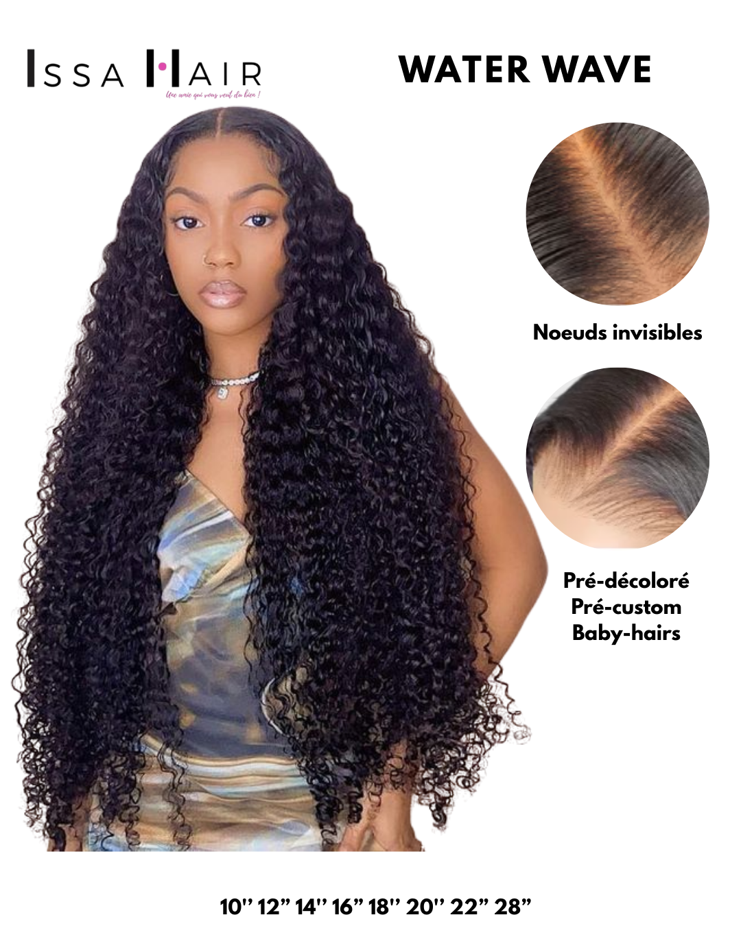 Water Wave PERRUQUE CLOSURE Pré-custom 6*9