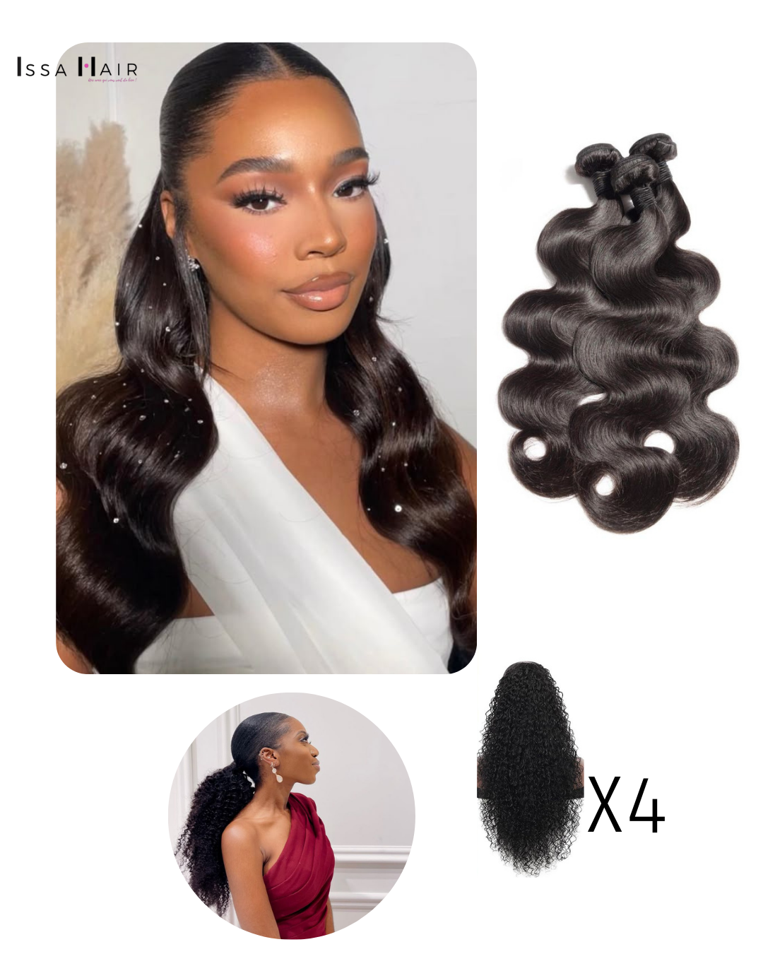 Pack Mariée – Tissages + 4 Ponytails (Demoiselles d’honneur)