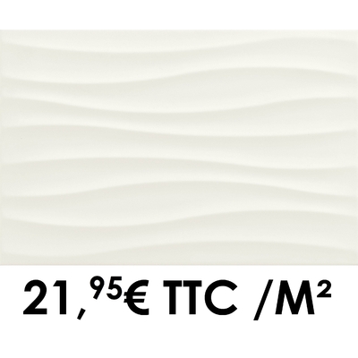 Faïence 25x38 cm 3D Blanc (Boîte de 1,33 m²)