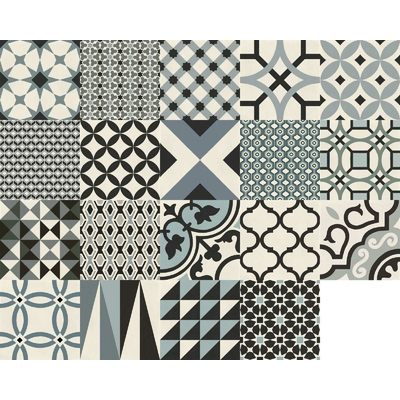 Carrelage 20x20cm Decoro Freddo Mix avec 19 motifs mélangés - Boîte de 0,96 m²