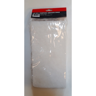 Lot de 3 tampons abrasifs doux blancs (28x14x2,5cm)