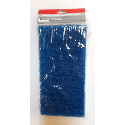 Lot de 3 tampons abrasifs agressifs bleus (28x14x2,5cm)