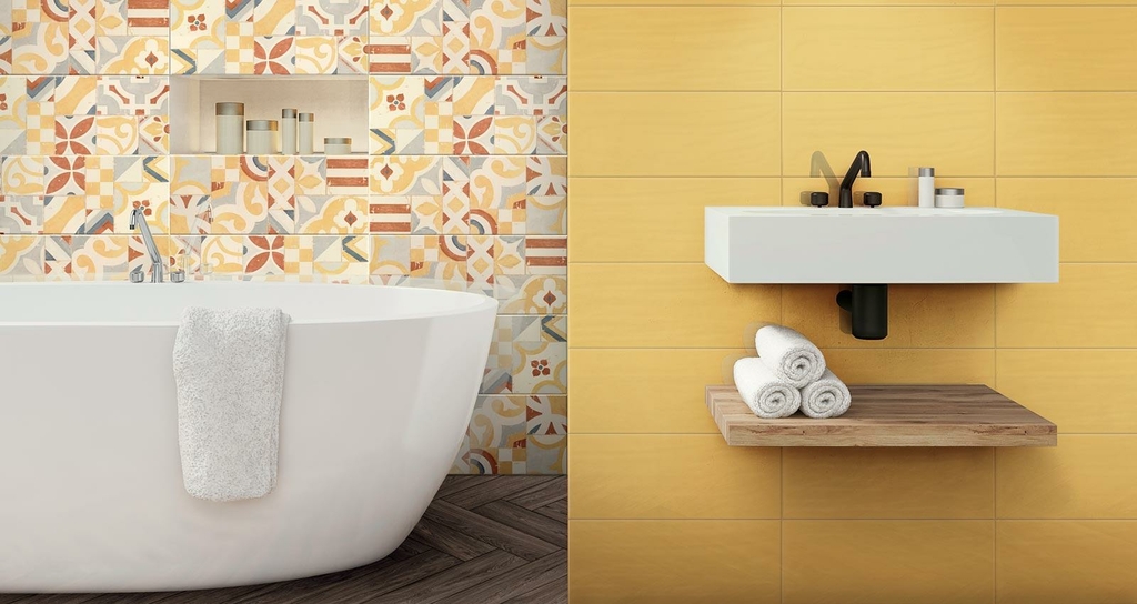 Marazzi 20x50 Cloud Curry + 20x50 Cloud Decoro Mandala Cream