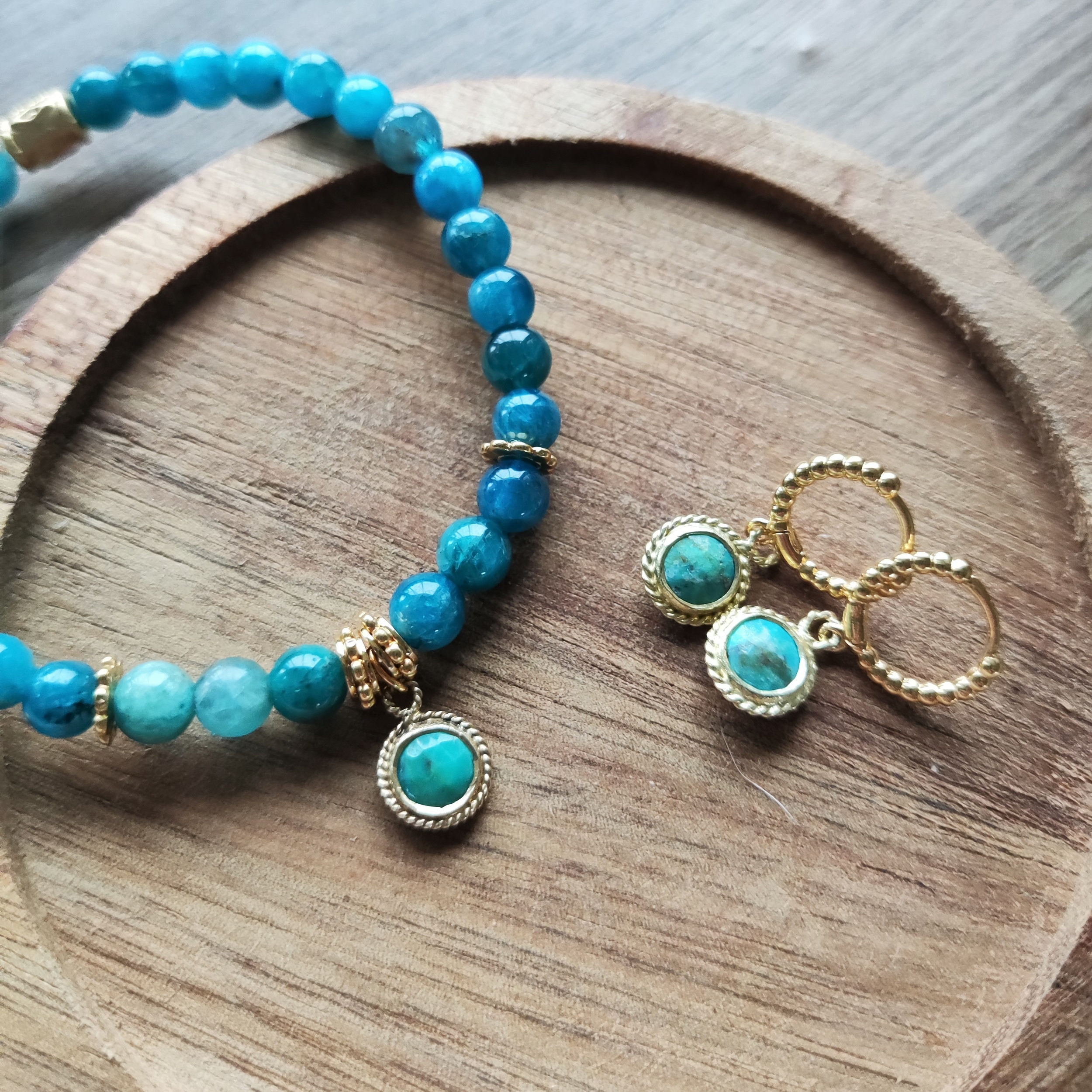 MG_parure bijoux -bracelet -perles- turquoise