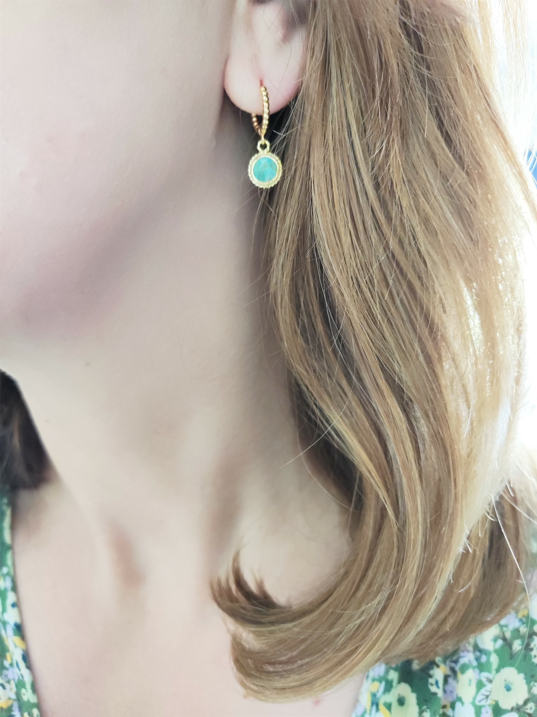 boucles doreilles -plaqué or -turquoise