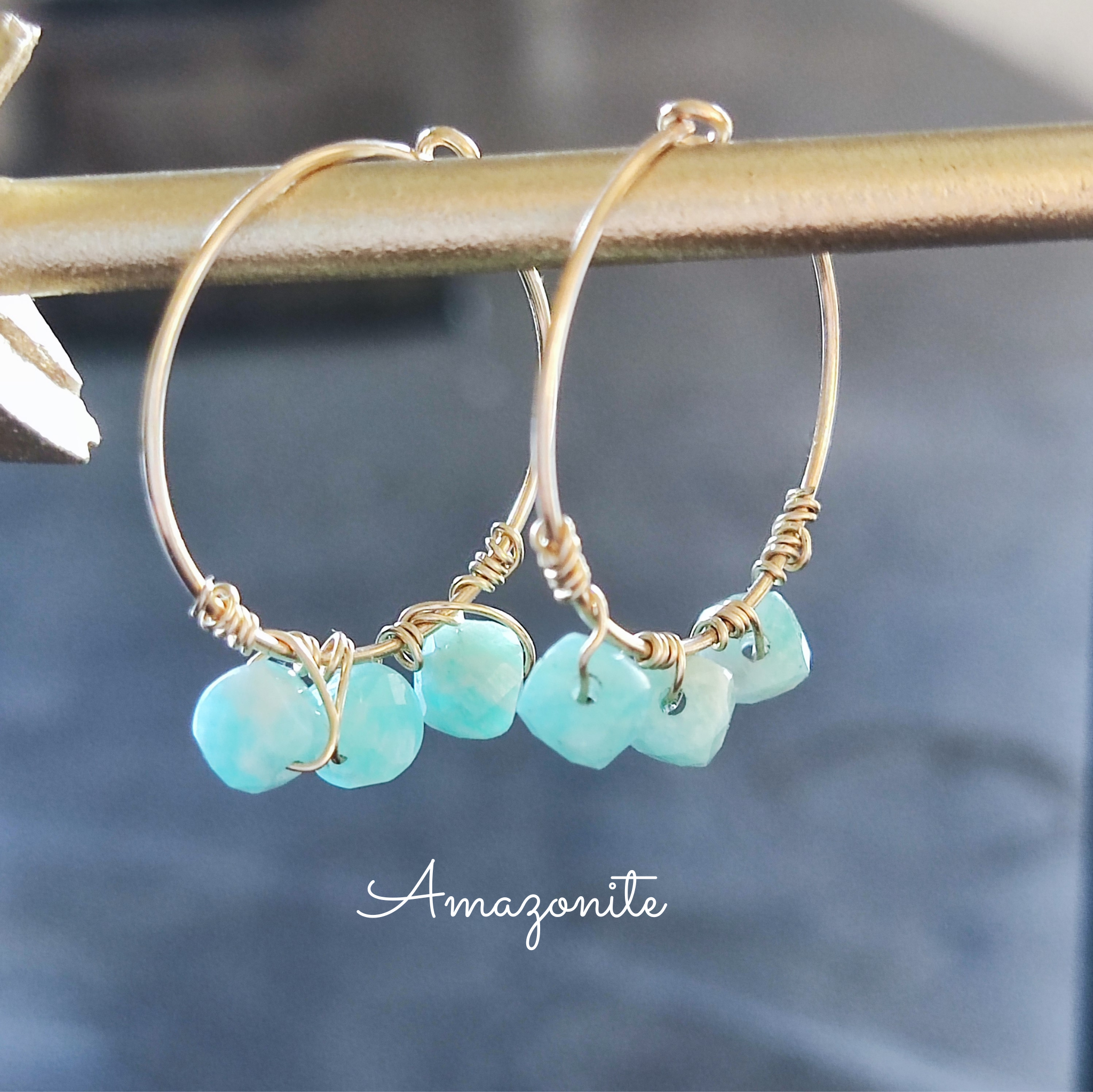 boucles doreilles pierre naturelle Amazonite