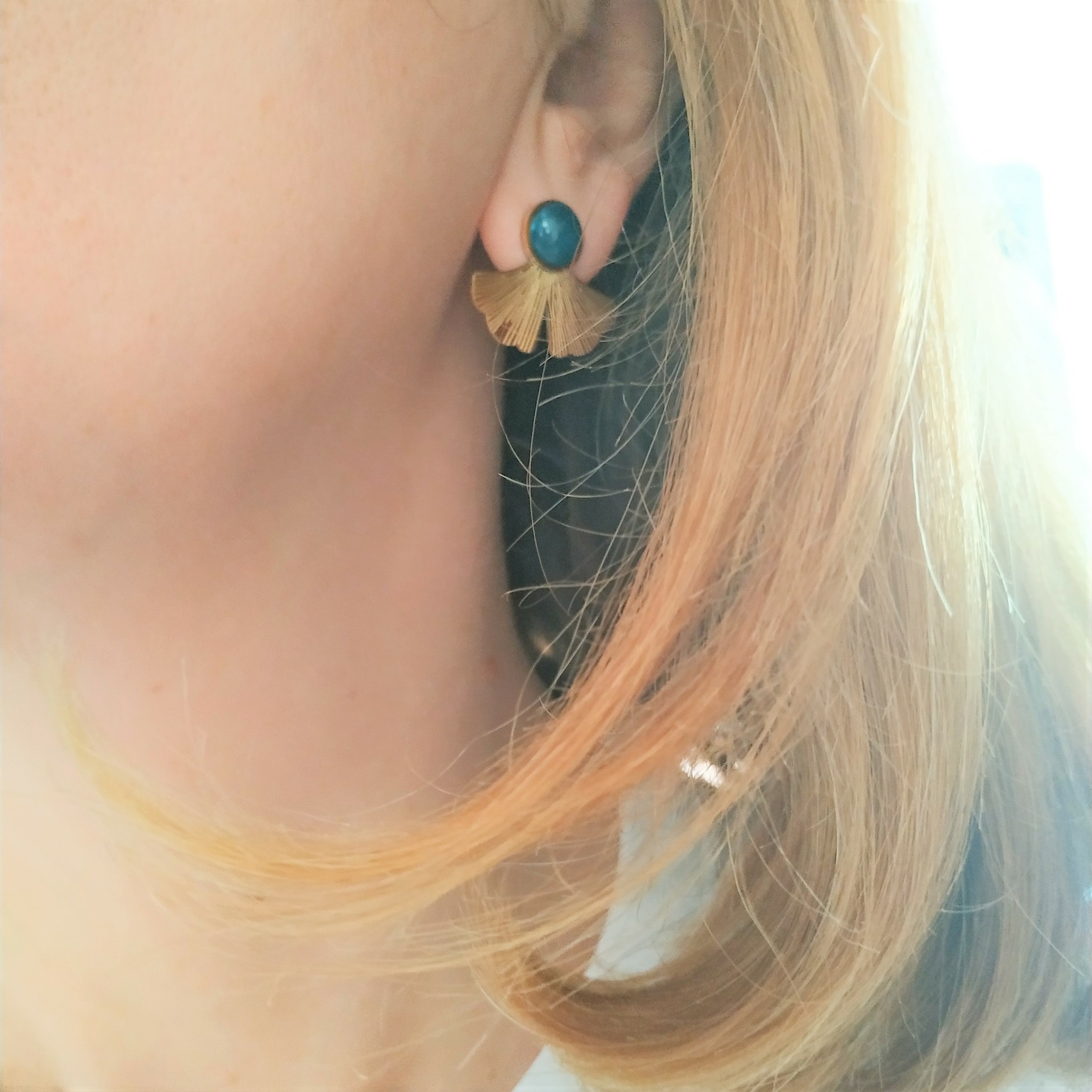 Boucles doreilles ginkgo apatite