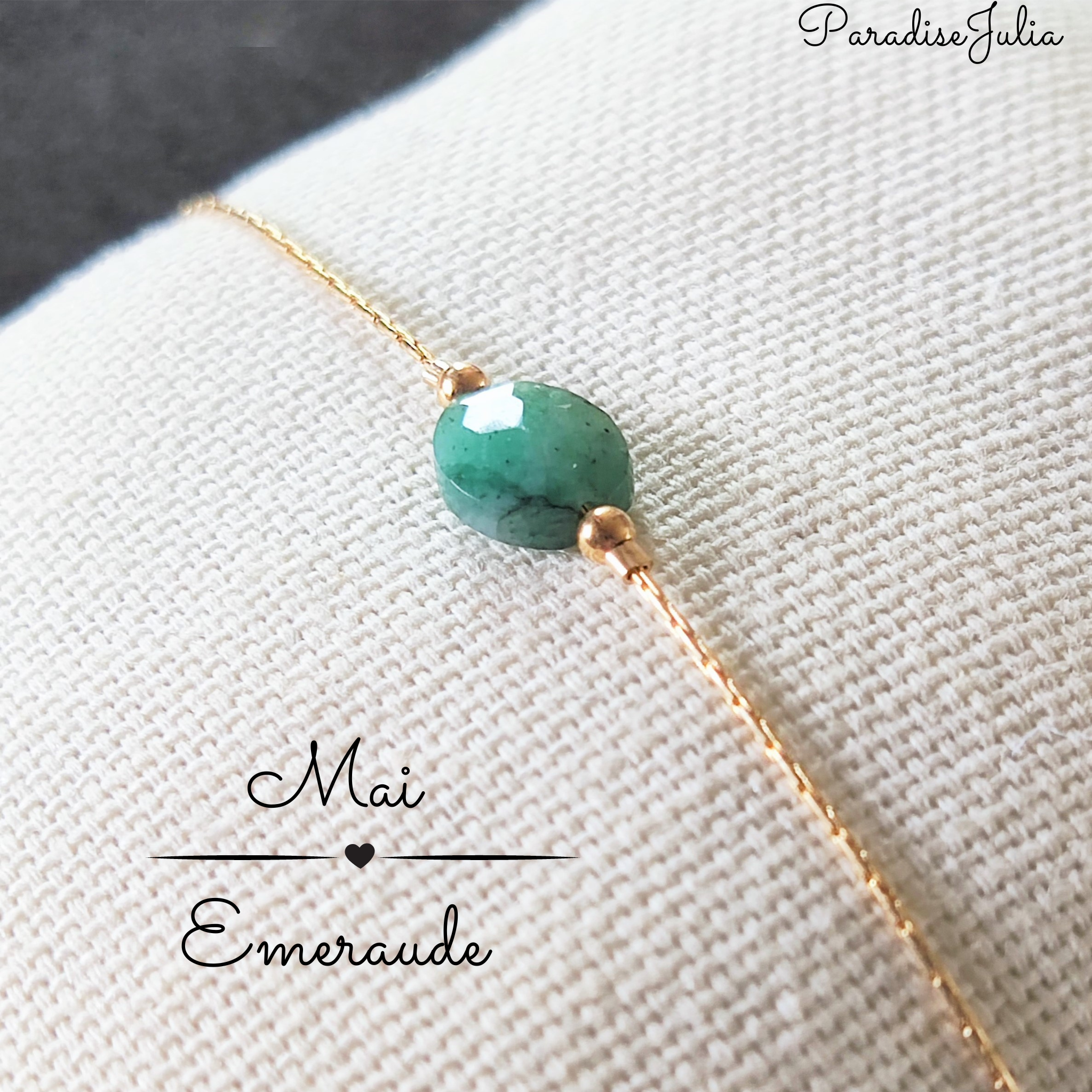 bracelet pierre de naissance mai émeraude