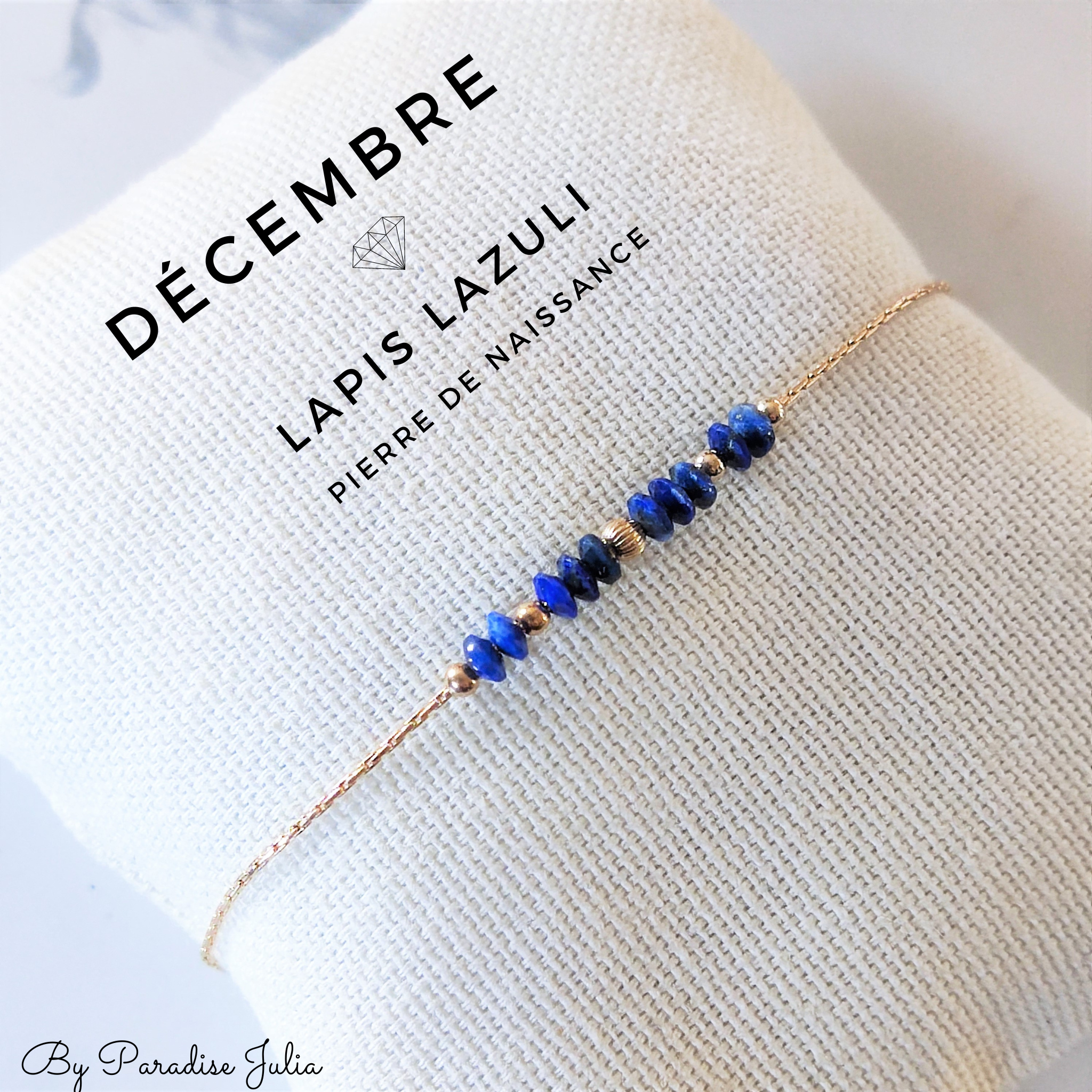 bracelet pierre de naissance du mois de décembre lapis lazuli