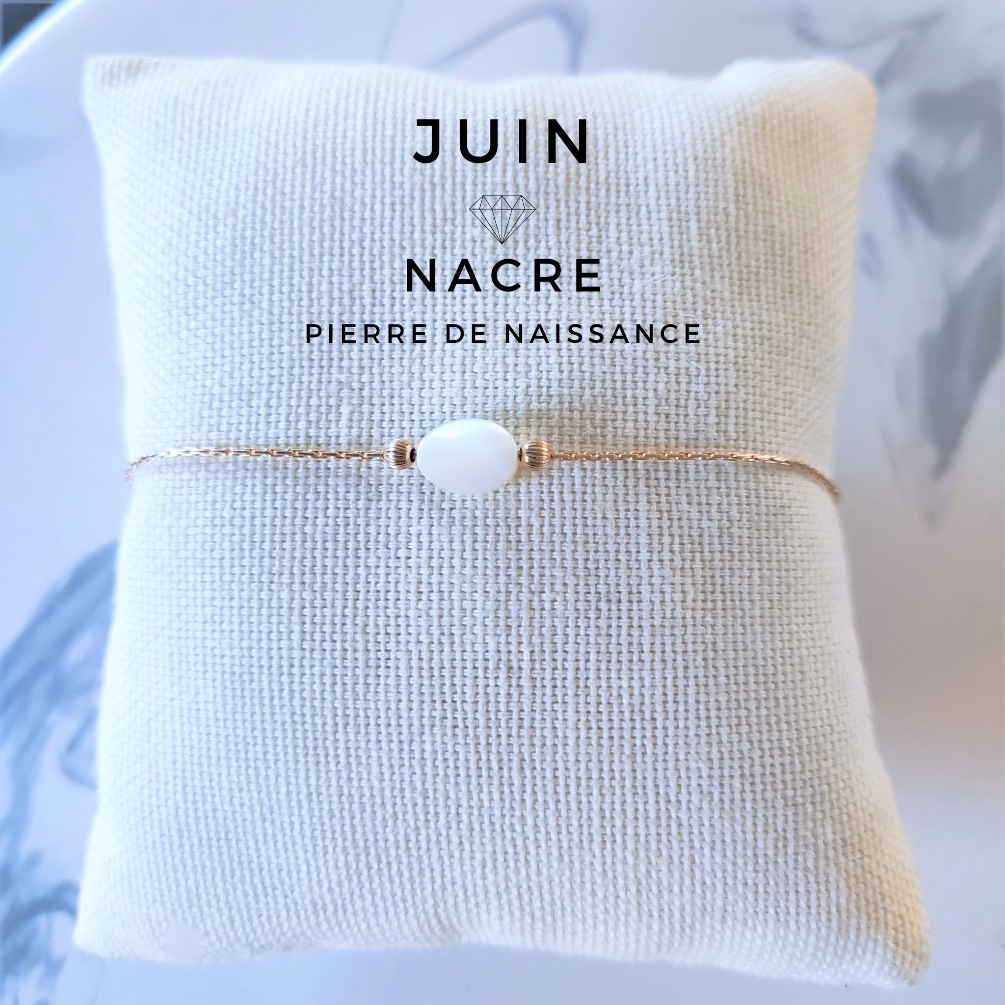 bracelet pierre de naissance du mois de juin nacre