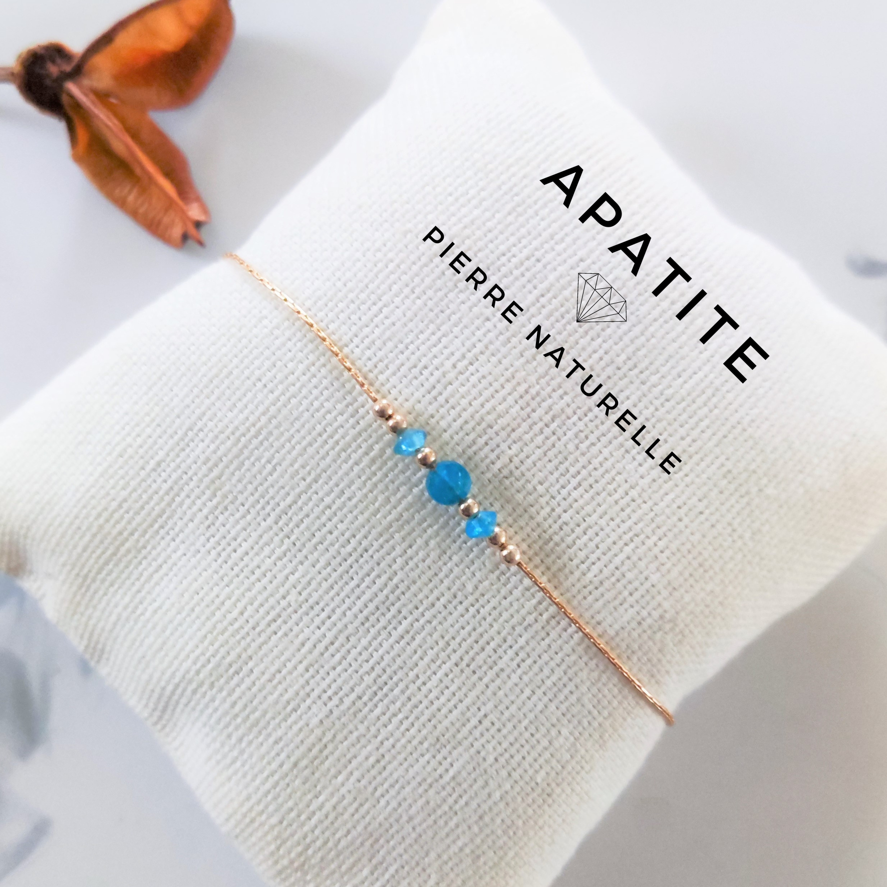Bracelet fin avec pierre naturelle d'Apatite - Tous les Bracelets/Bracelets  en Pierres fines - paradise-julia