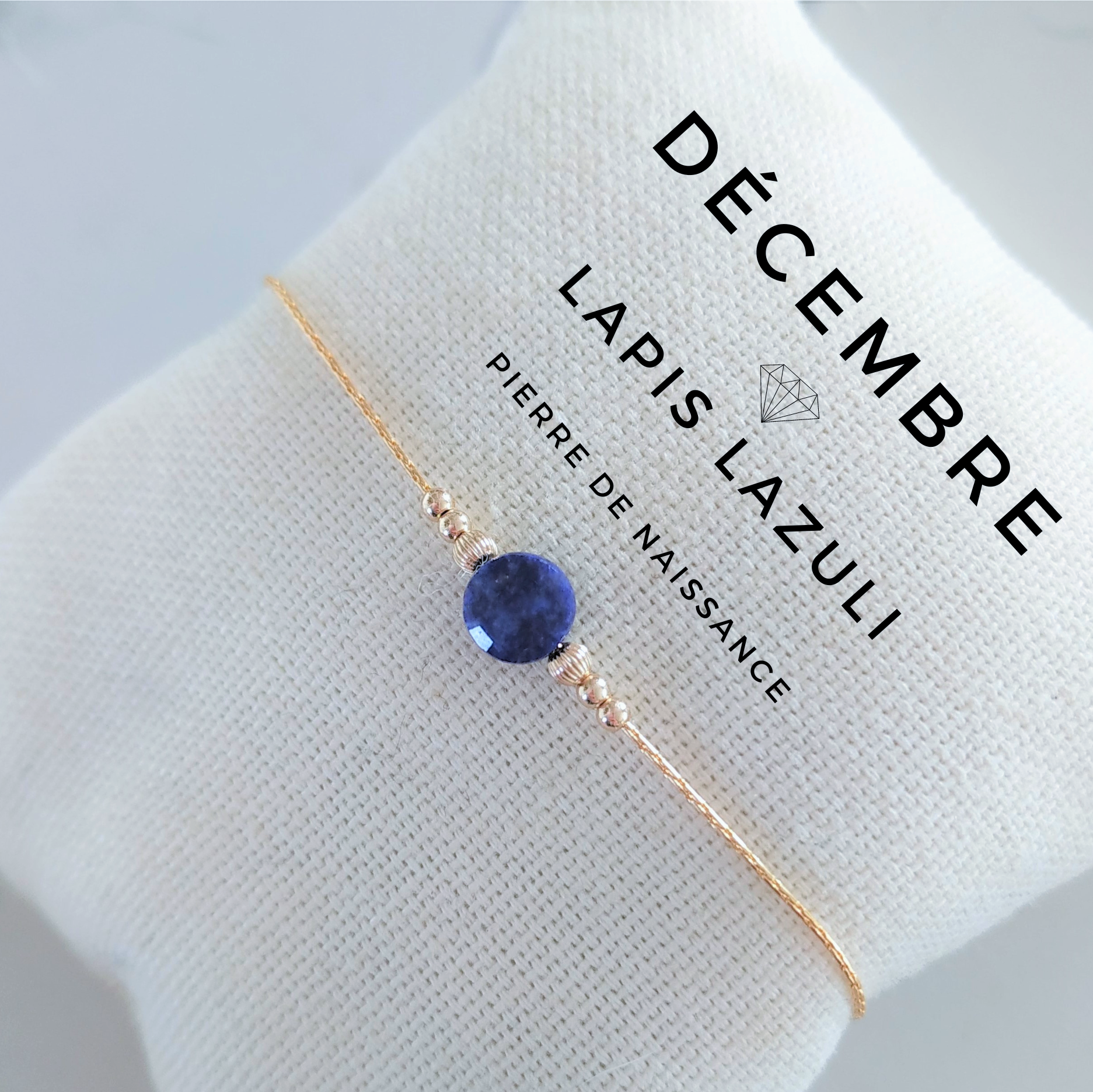 Bracelet pierre de naissance décembre Lapis lazuli (10)