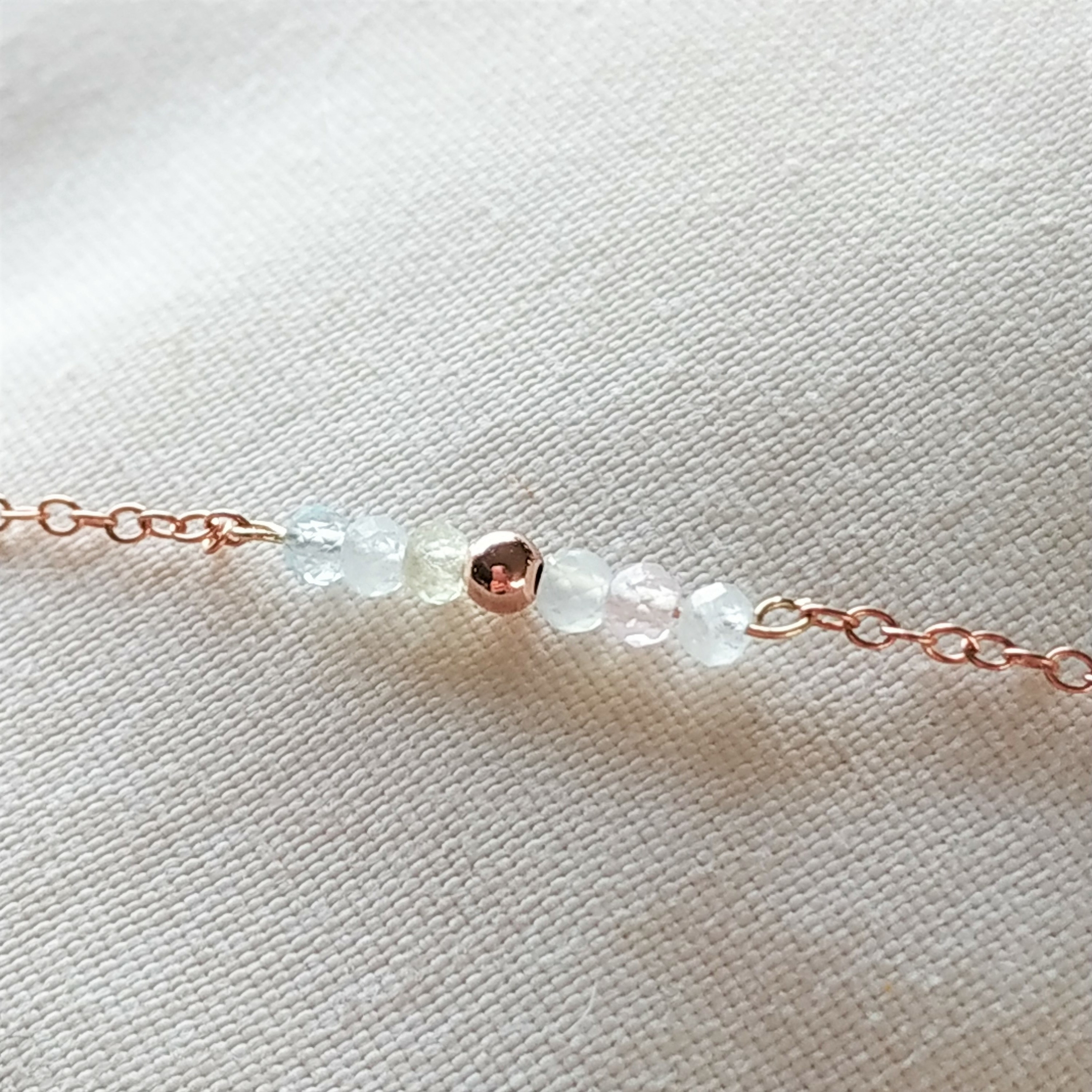 bracelet pierre morganite en or rose gold filled