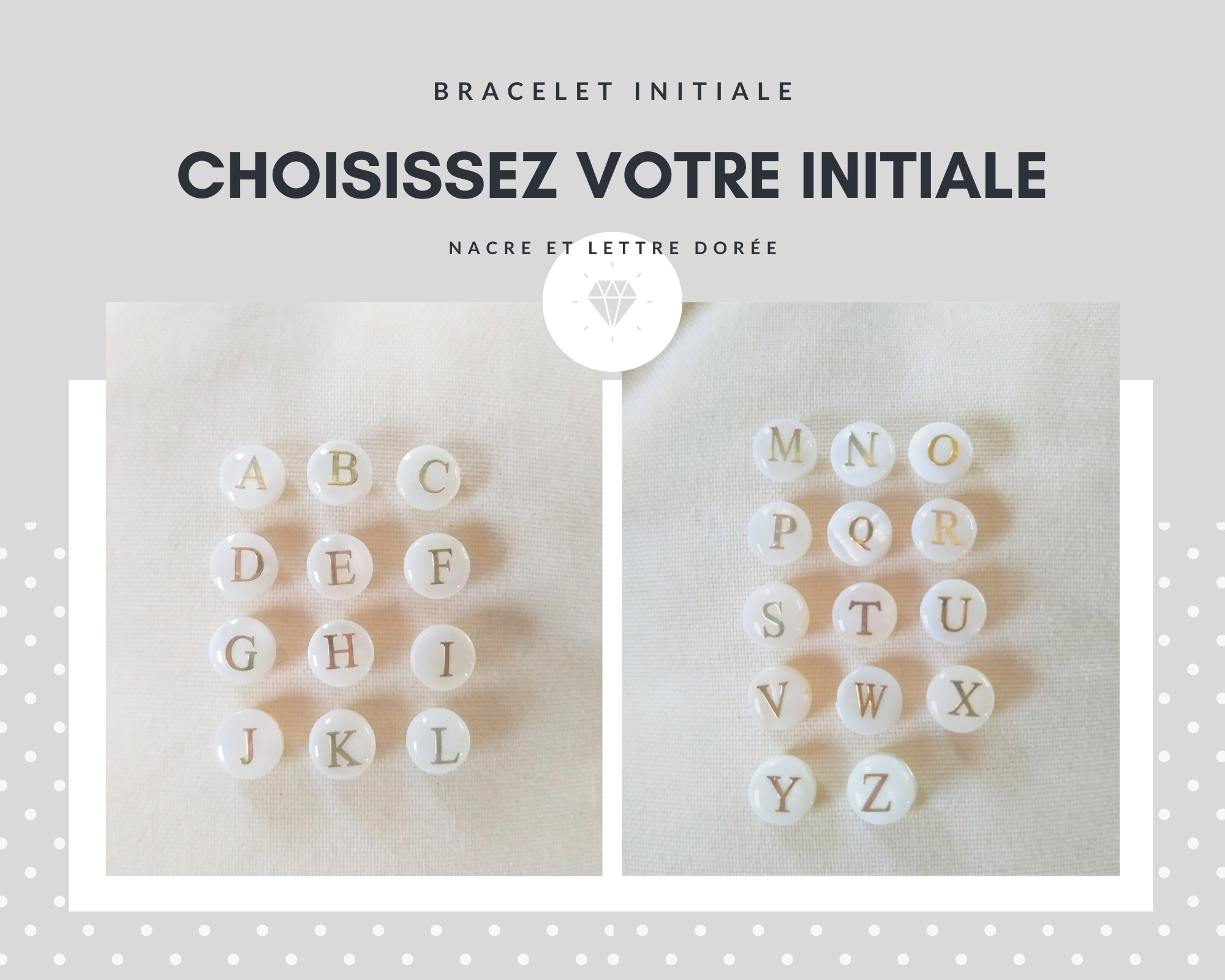 Bracelet Initiale en nacre
