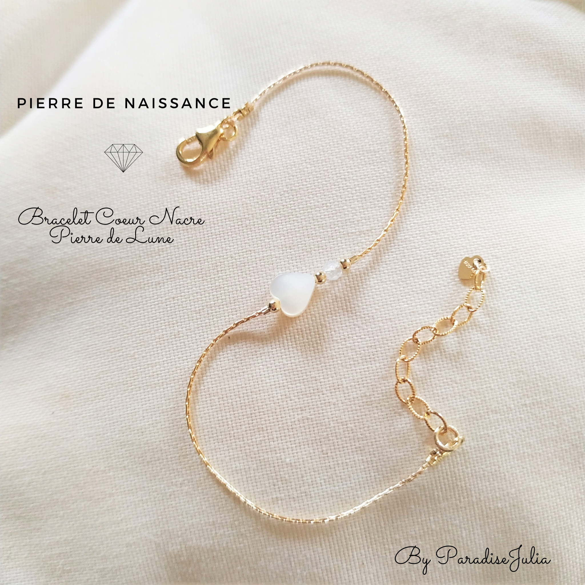 Bracelet Coeur Nacre Pierre de Lune2