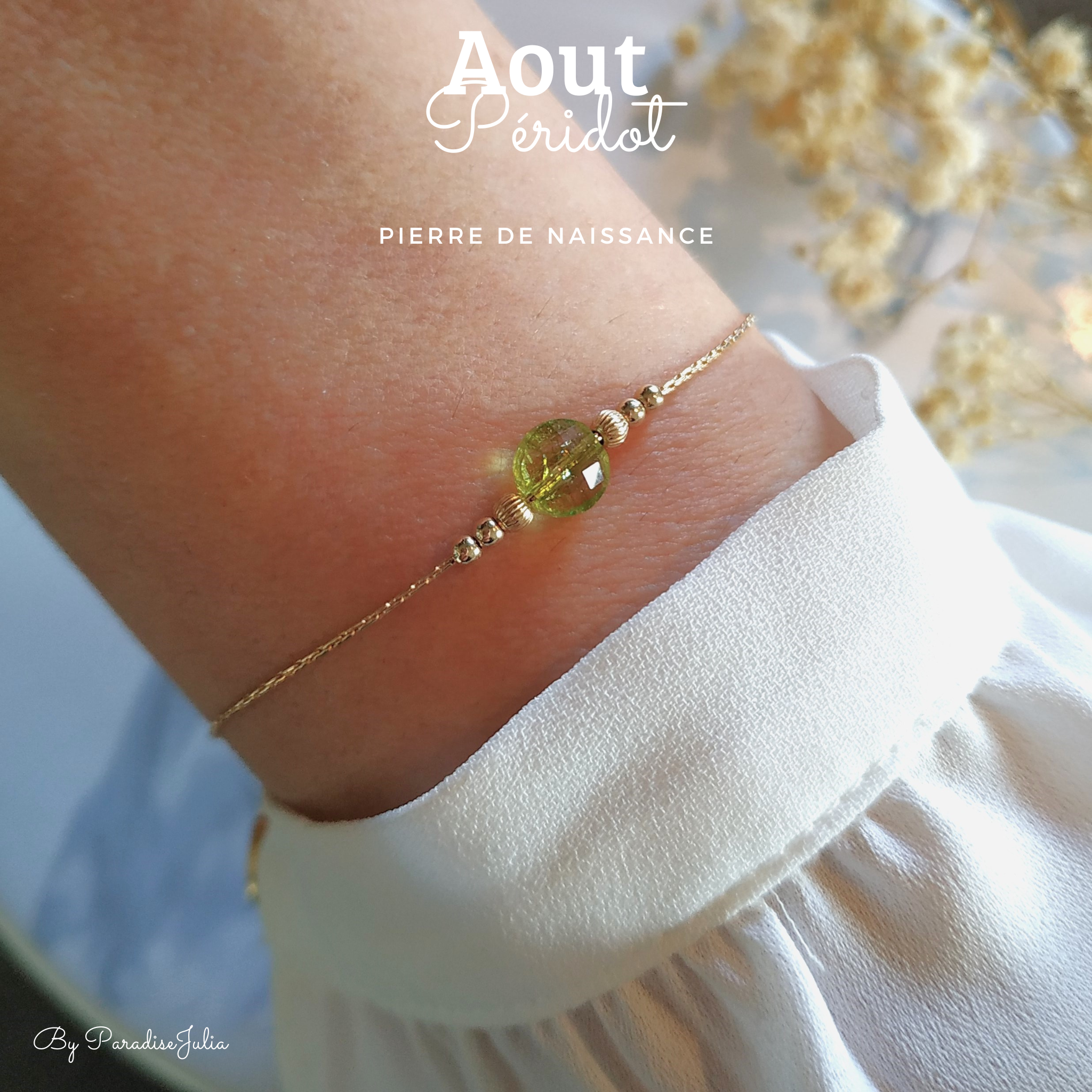 Bracelet pierre de naissance de famille-Pierre naturelle Ronde Plate - -  Tous les Bracelets/Bracelets en Pierres fines - paradise-julia