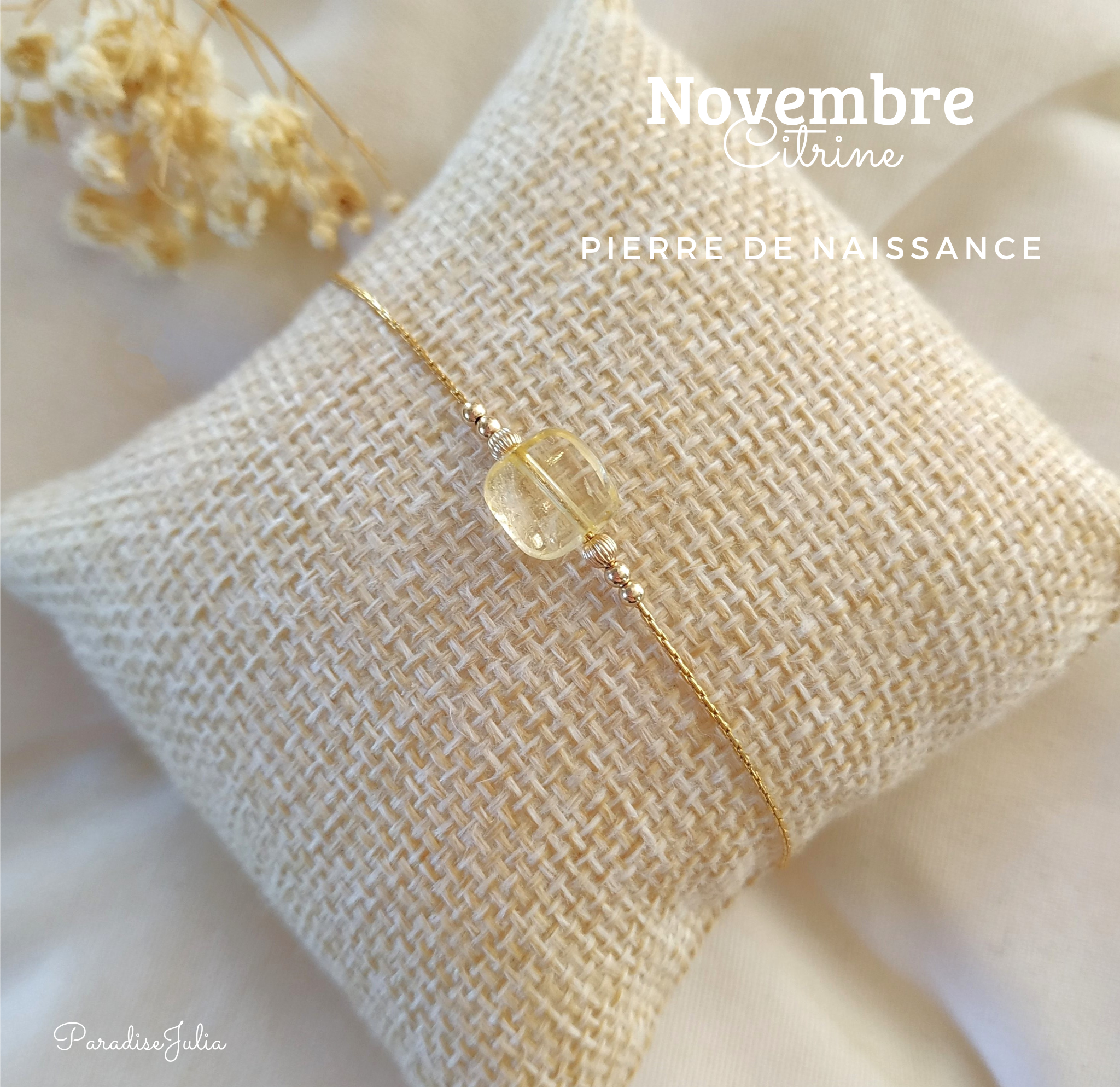 Bracelet pierre de naissance-novembre-citrine idée cadeau