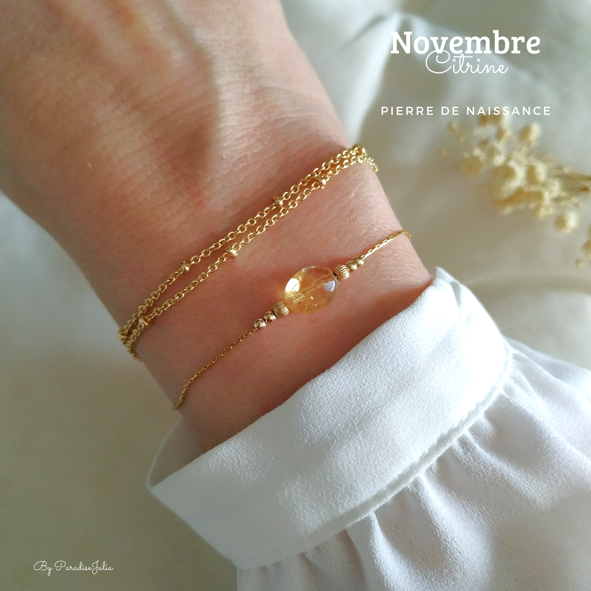 bracelet pierre de naissance novembre citrine