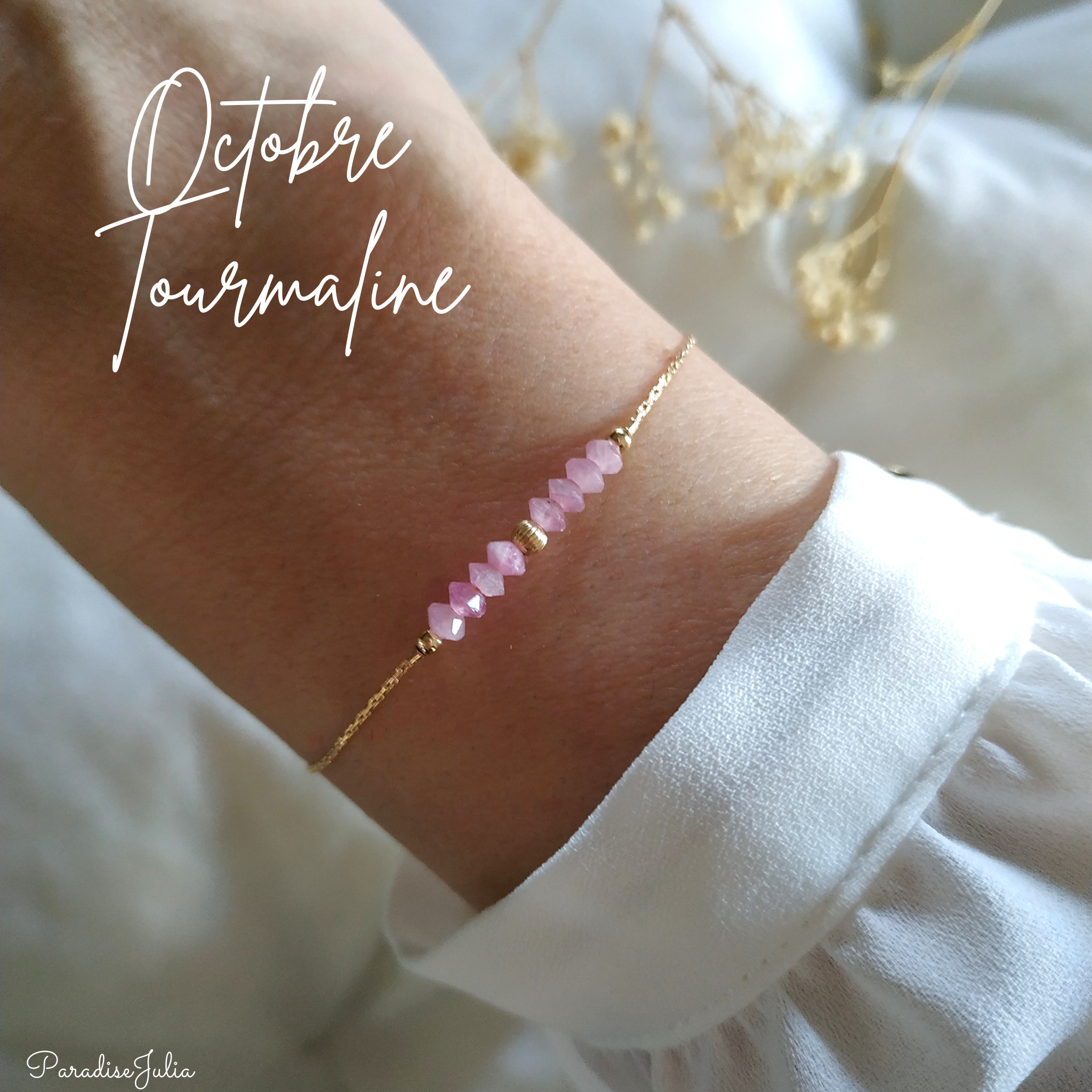 Bracelet Pierre de Naissance-Octobre-Tourmaline