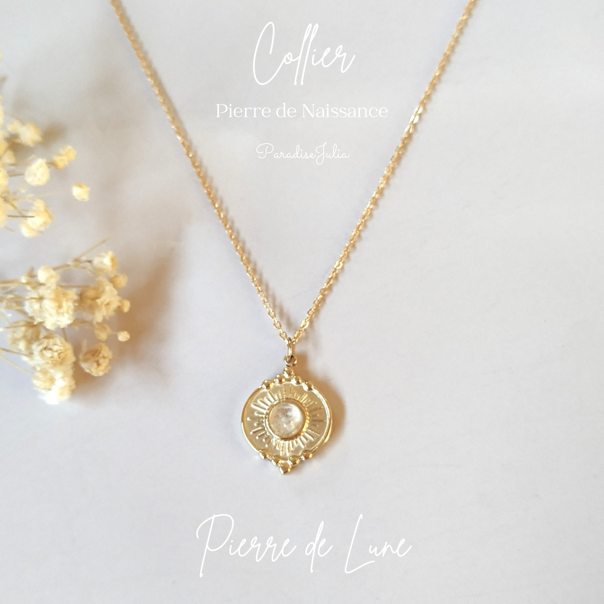 Collier Pierre de Naissance-naturelle-juin-Pierre de Lune