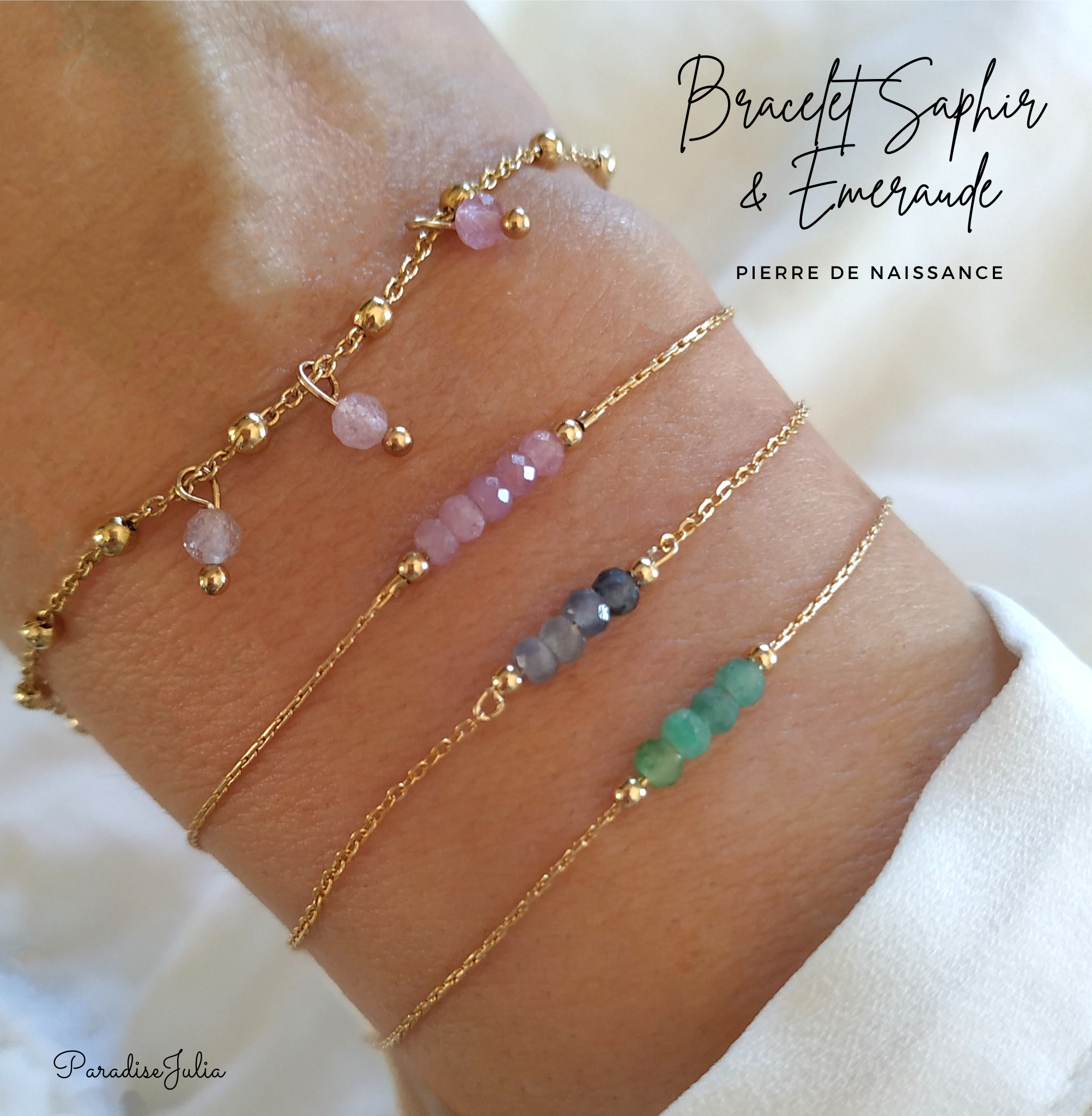 Bracelet Pierre de Naissance-septembre-saphir-naturelle