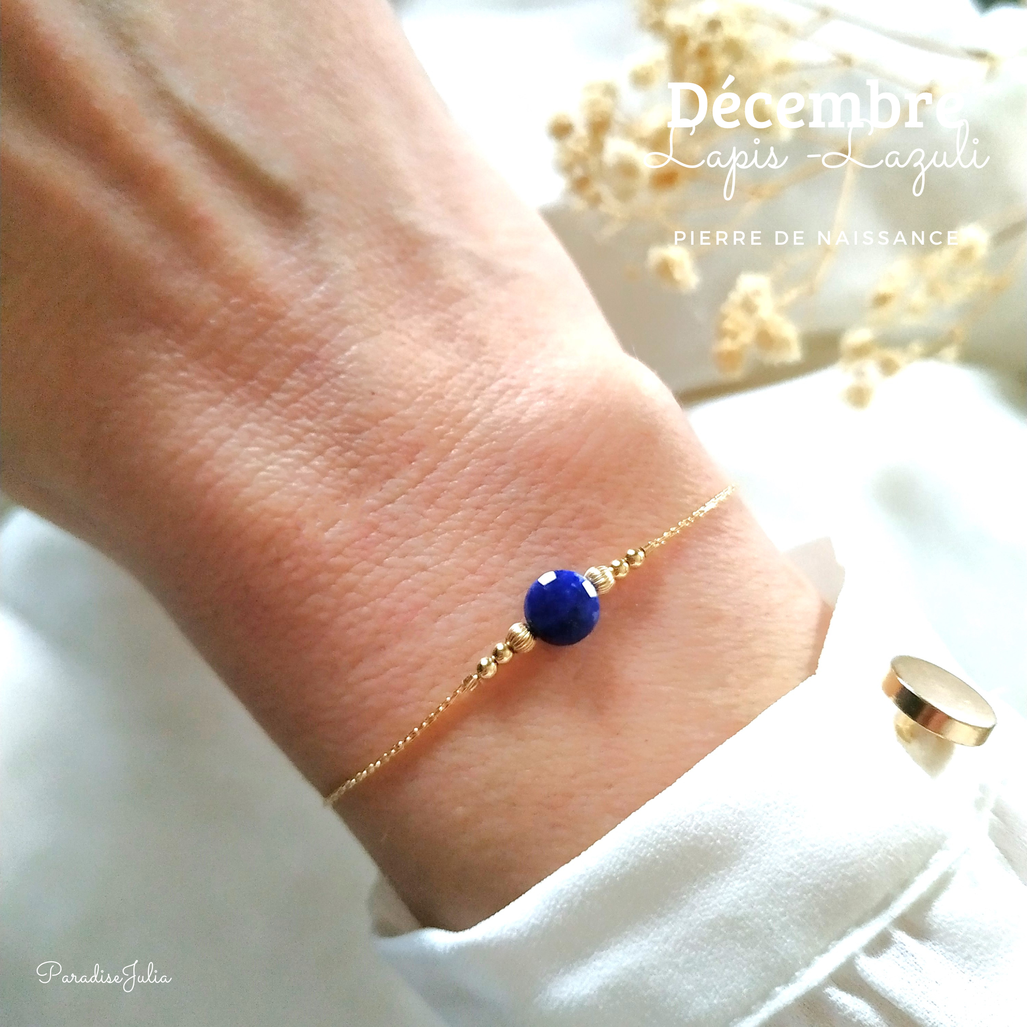 Bracelet Pierre de Naissance-Décembre-Lapis Lazuli-gold filled