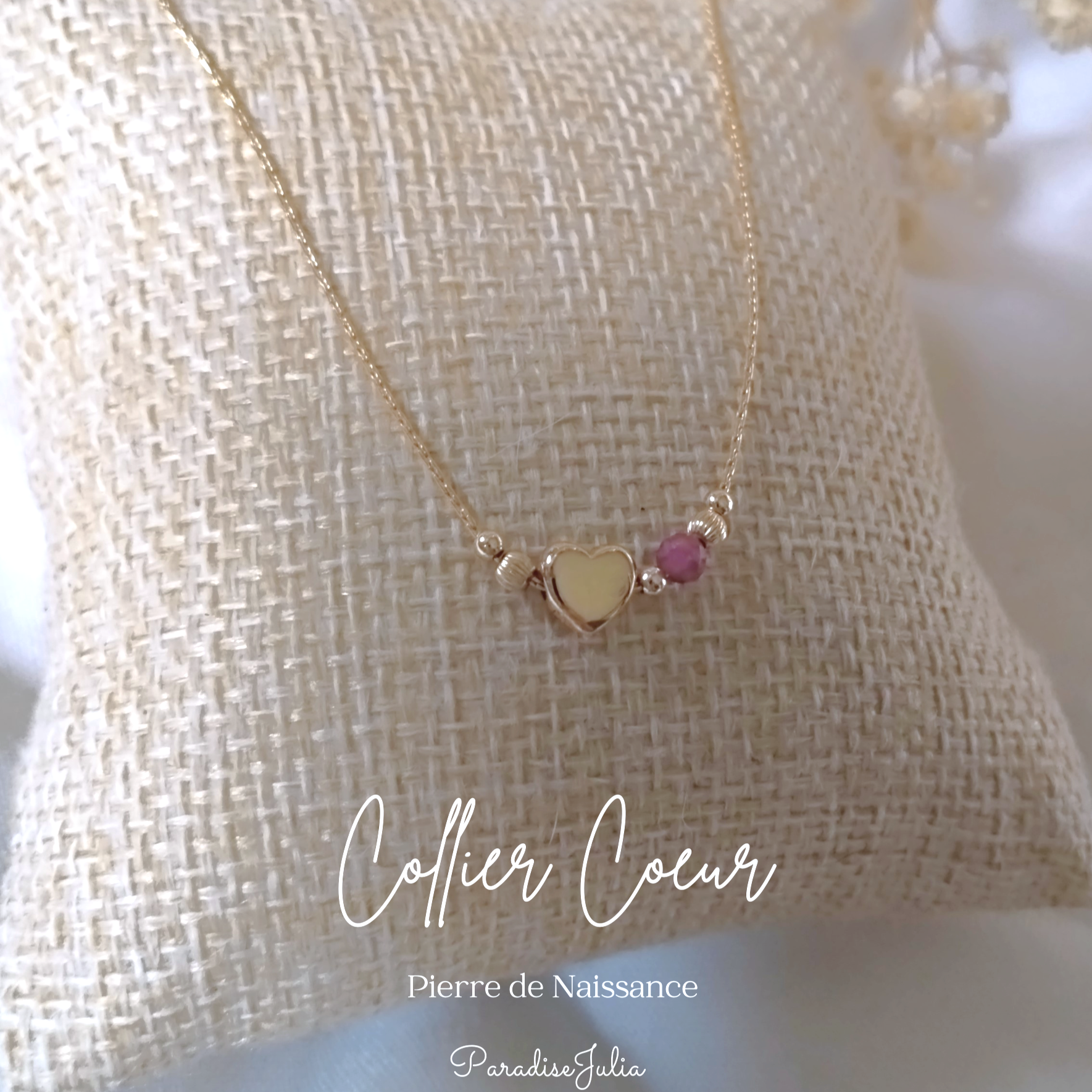 Collier Coeur- Pierre de Naissance-cadeau saint valentin pour femme