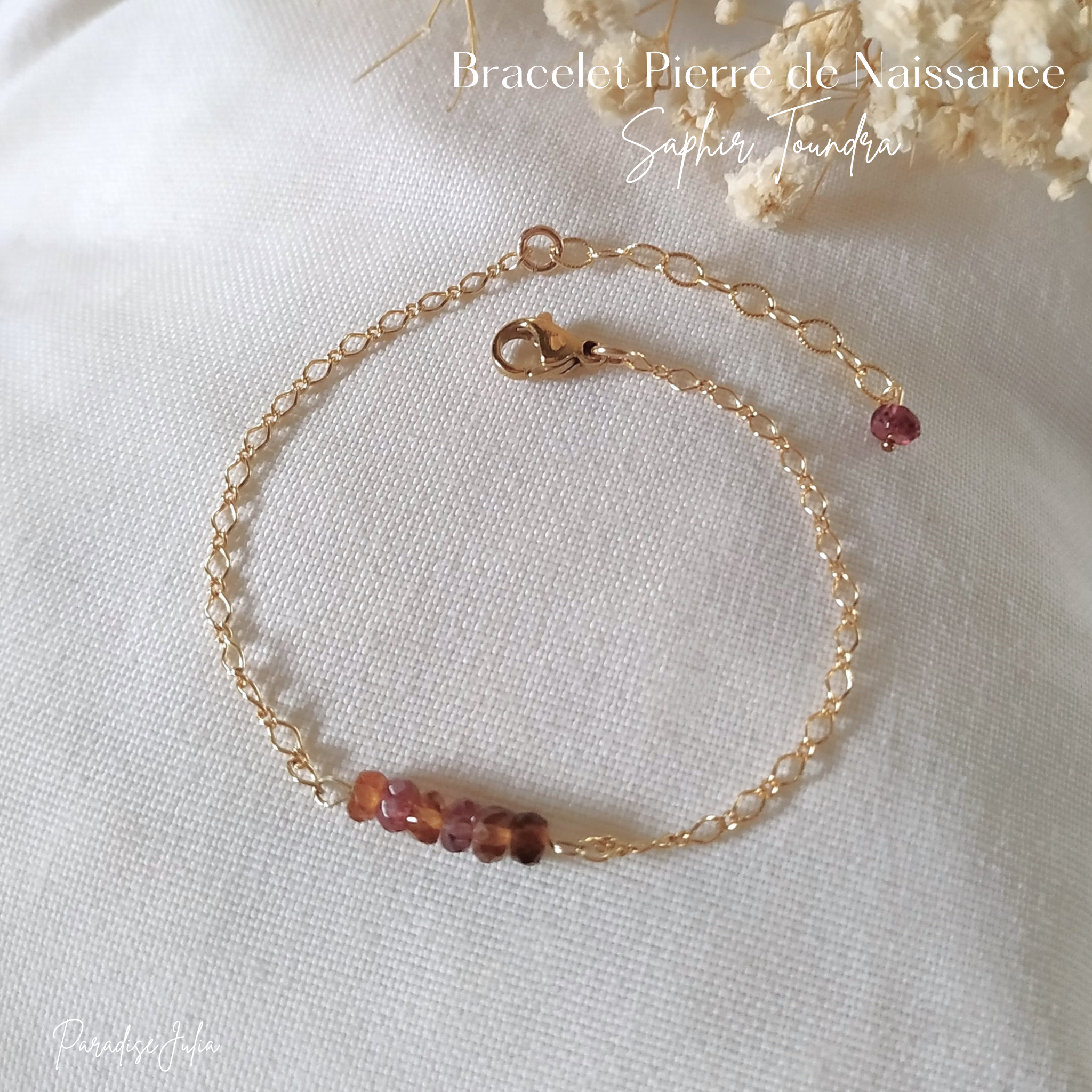Bracelet Pierre de Naissance-Septembre-Saphir Toundra