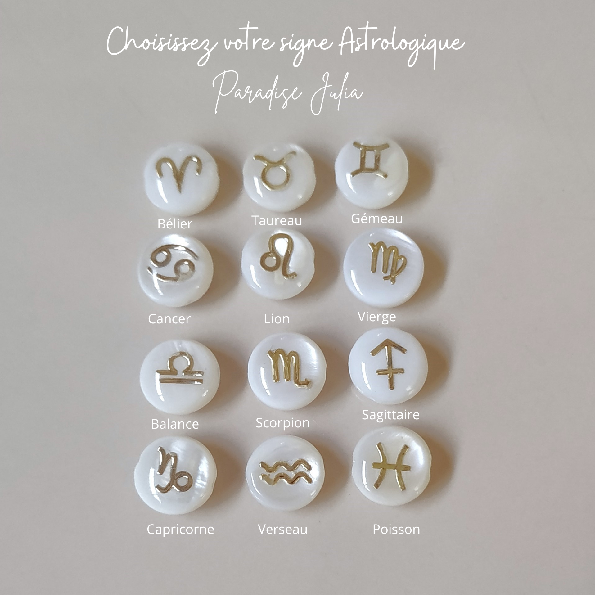 Bijoux Astro en nacre et Pierre de Naissance