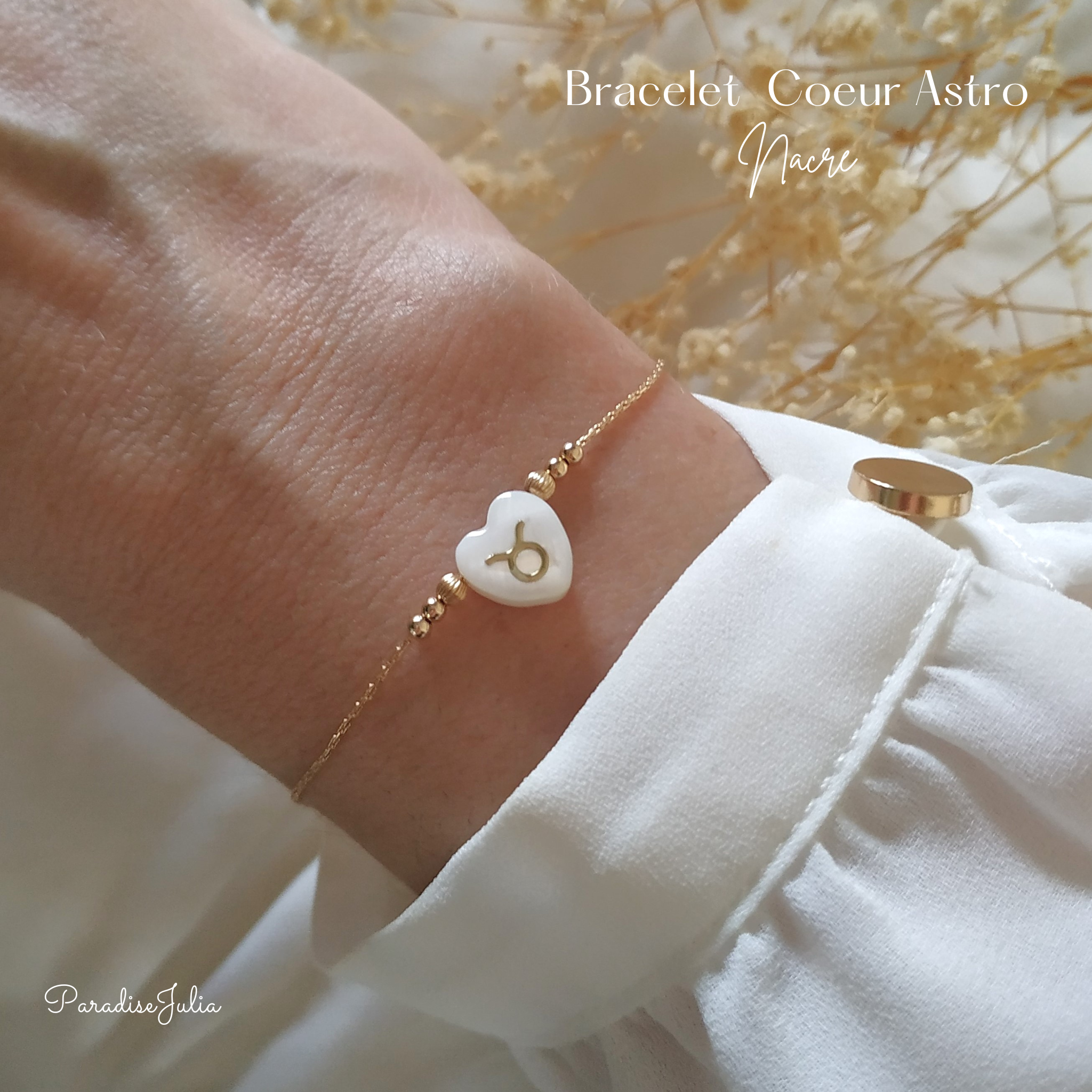 Bracelet Astro coeur personnalisé en Nacre