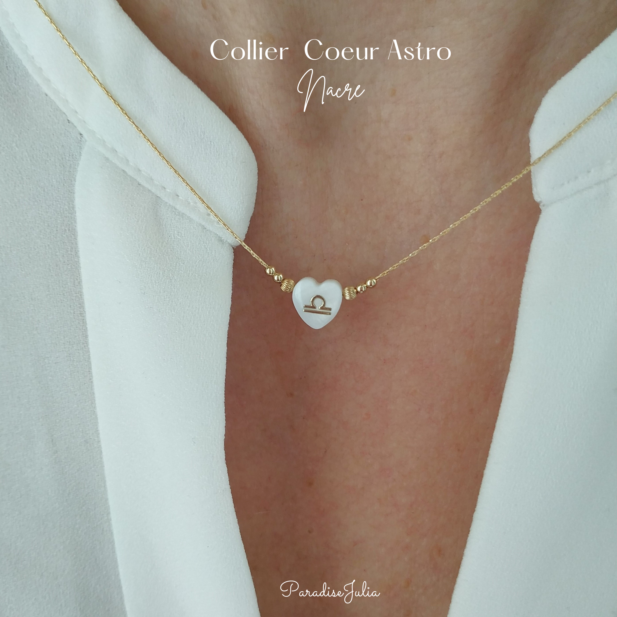 Collier Signe Astrologique coeur nacre