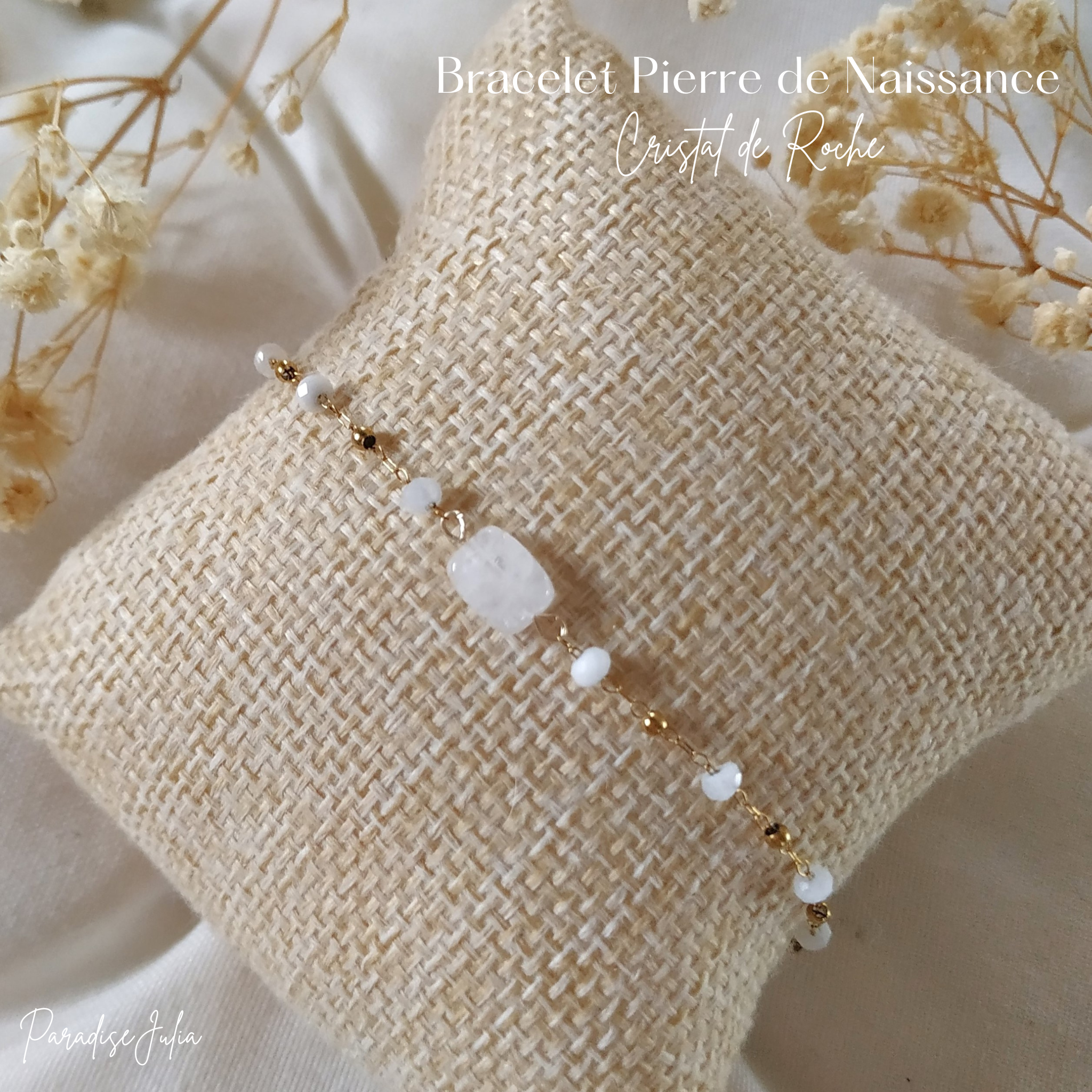 Bracelet Pierre de Naissance du mois dAvril-Cristal de Roche