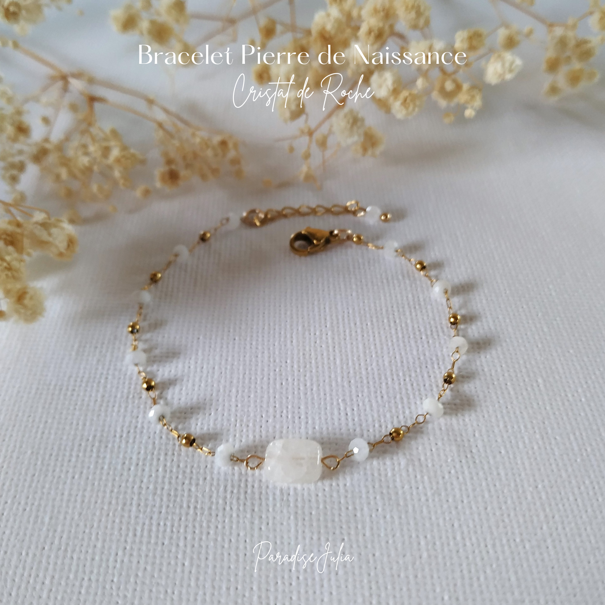 Bracelet Pierre de Naissance-Avril-Cristal de Roche