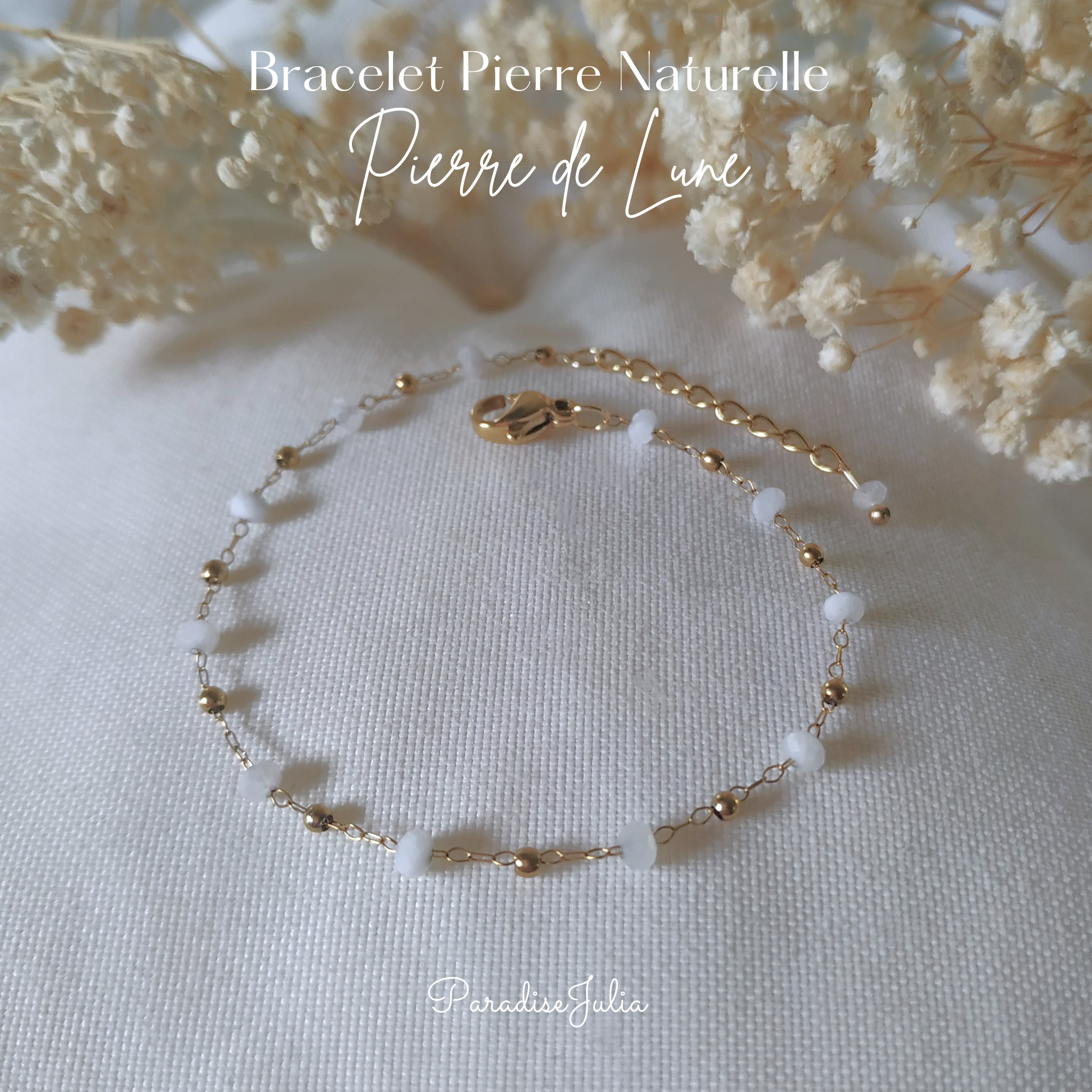 Bracelet chaine perlée Pierre Naturelle-petite perle