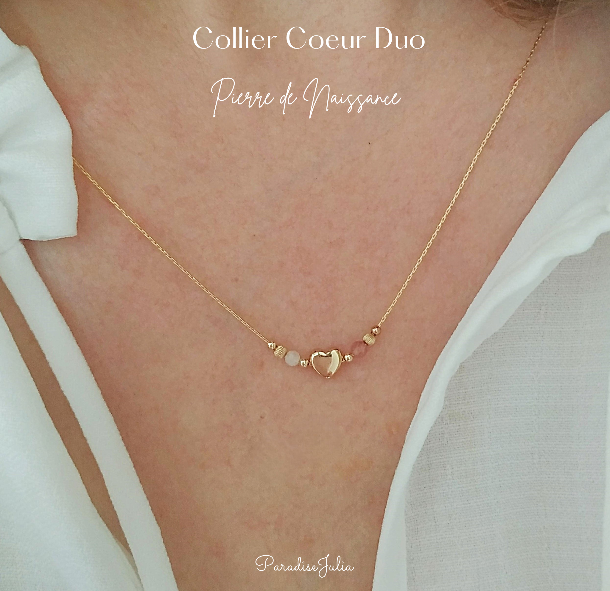 Collier Pierre de Naissance-Coeur Duo