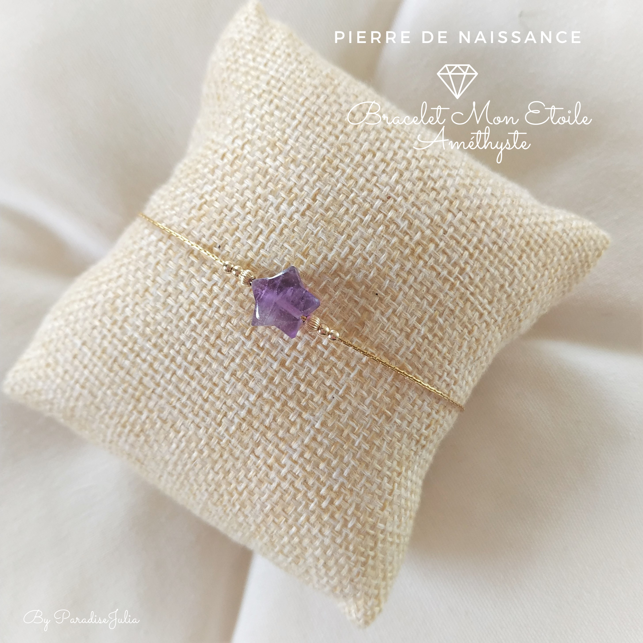 Bracelet Pierre de Naissance-Février-Amethyste etoile