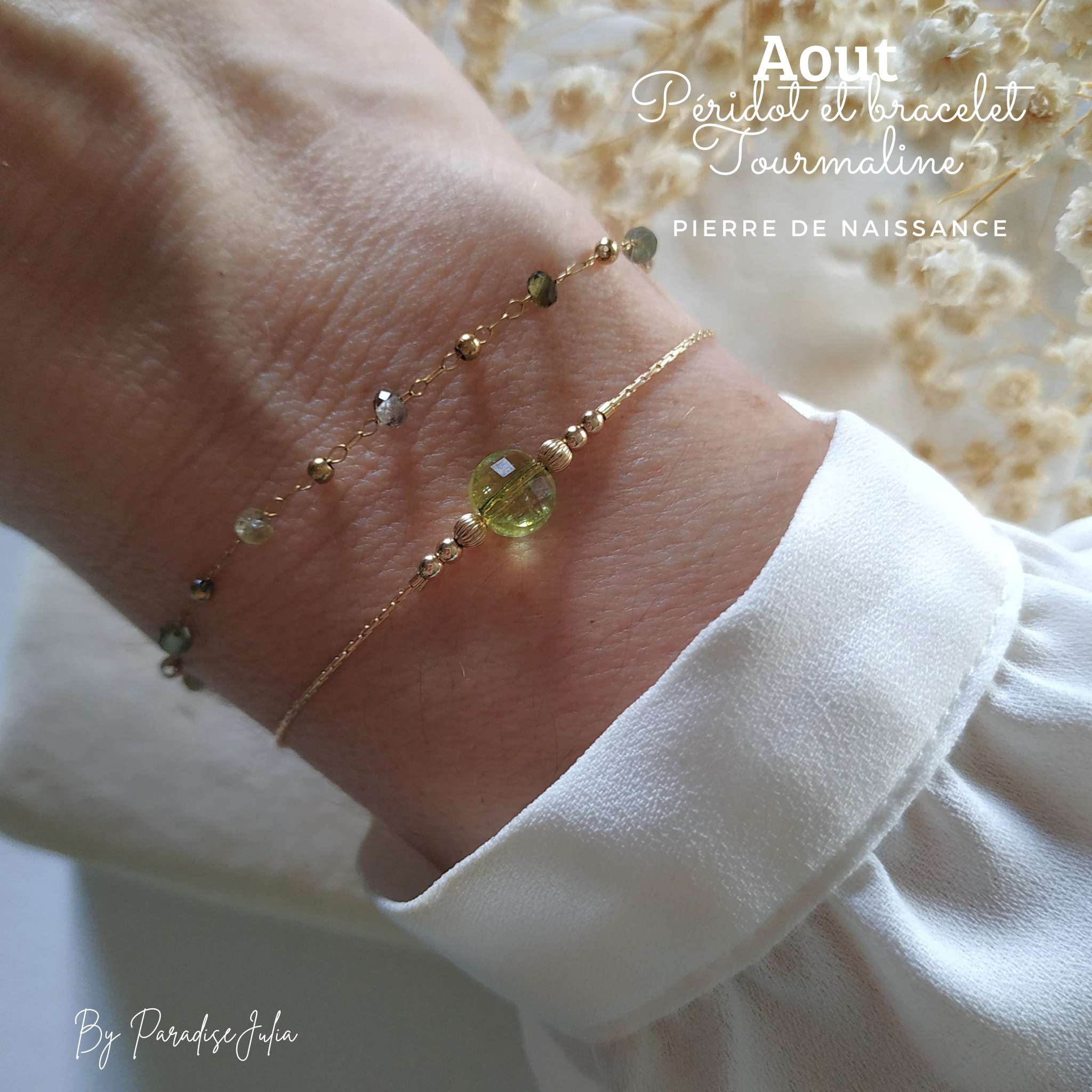 Bracelet Pierre de Naissance du mois daout-Pierre naturelle gold filled