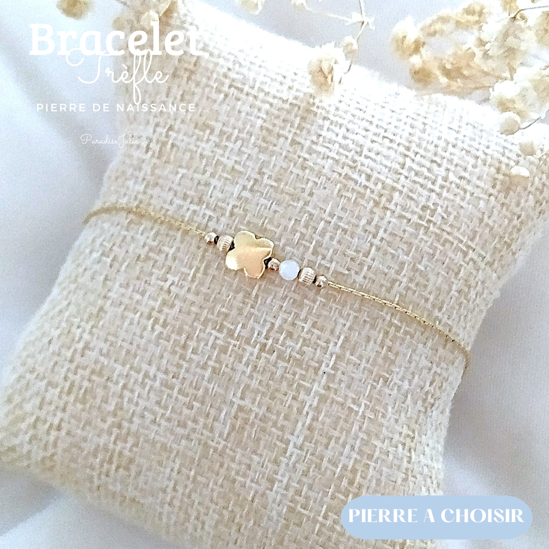 Bracelett Trèfle -Pierre de Naissance-personnalisé-gold filled- (2)