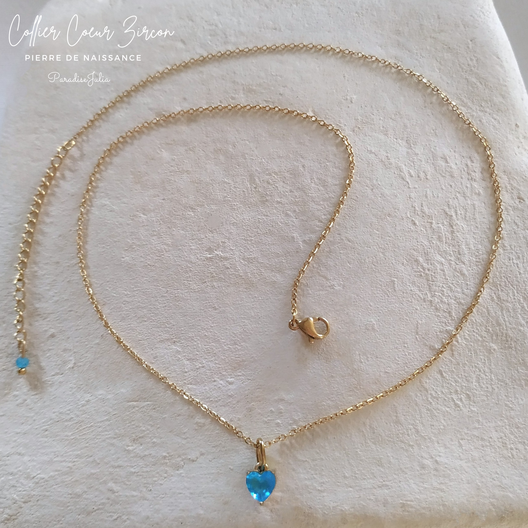 Collier Coeur-Pierre de Naissance-Cadeau pour Femme-ParadiseJulia