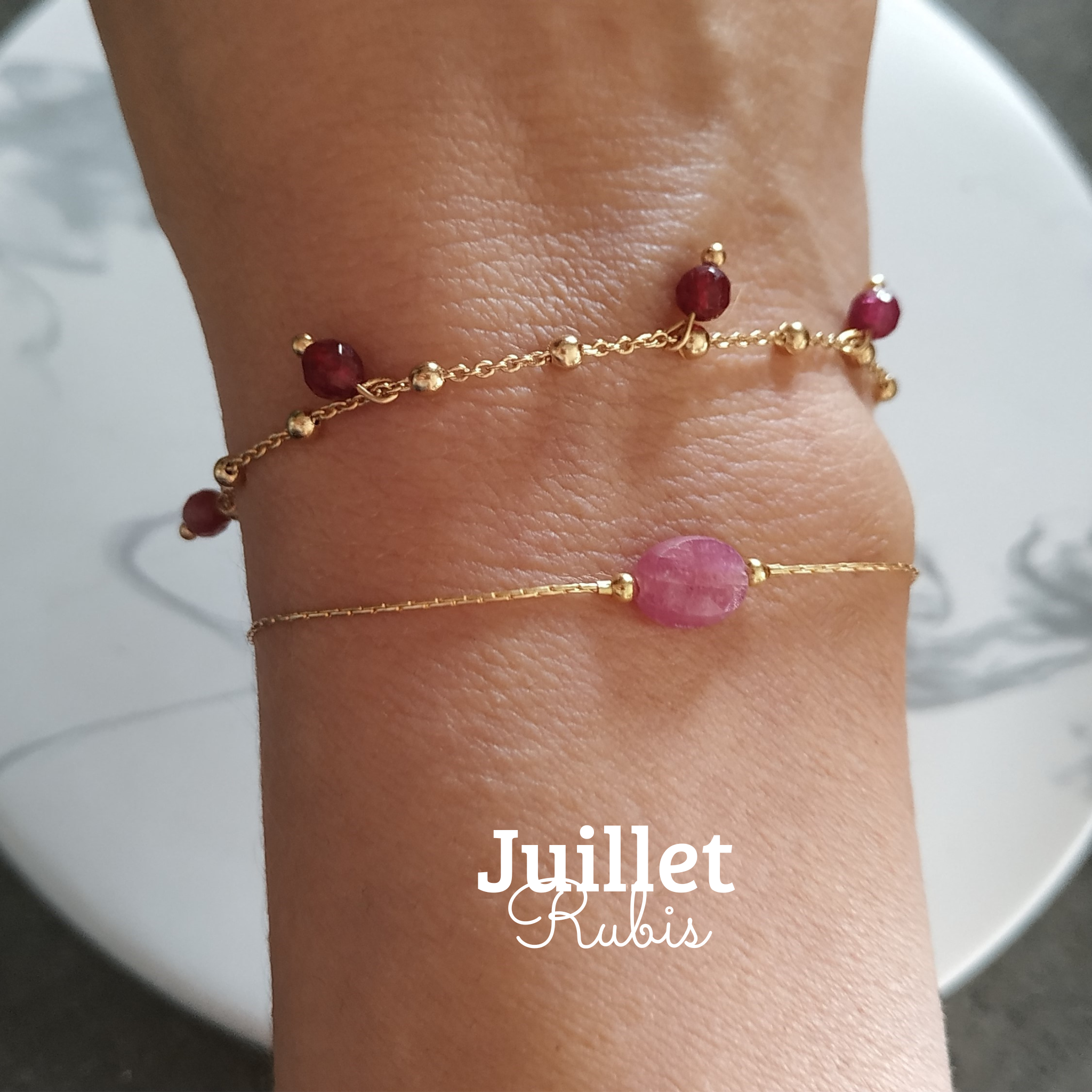 bracelet pierre de naissance-juillet-rubis
