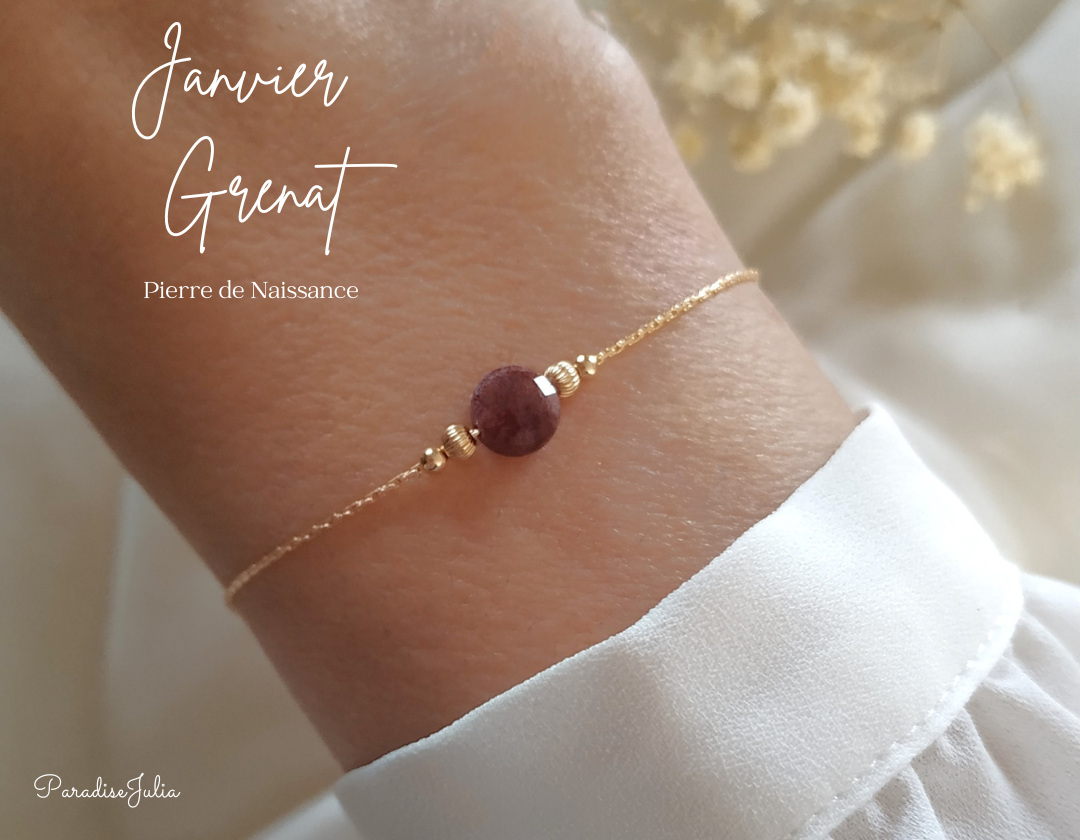 bracelet pierre de naissance-janvier-grenat