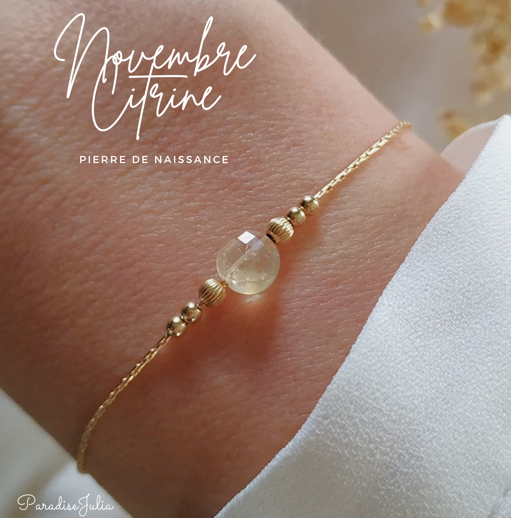 bracelet pierre de naissance-novembre-citrine