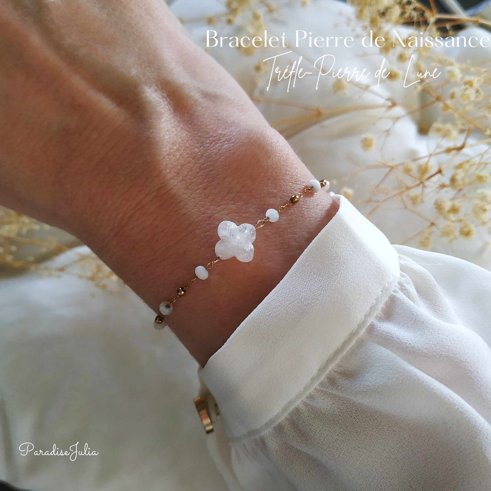 Bracelet Trèfle Pierre de Lune