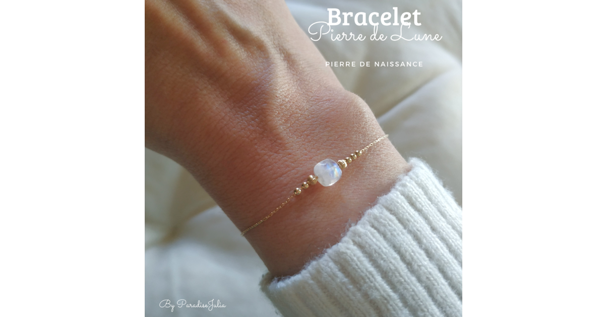 Bracelet Ethnique Laiton Et Pierre De Lune BR111 - Longueur Ajustable, Style Bohème
