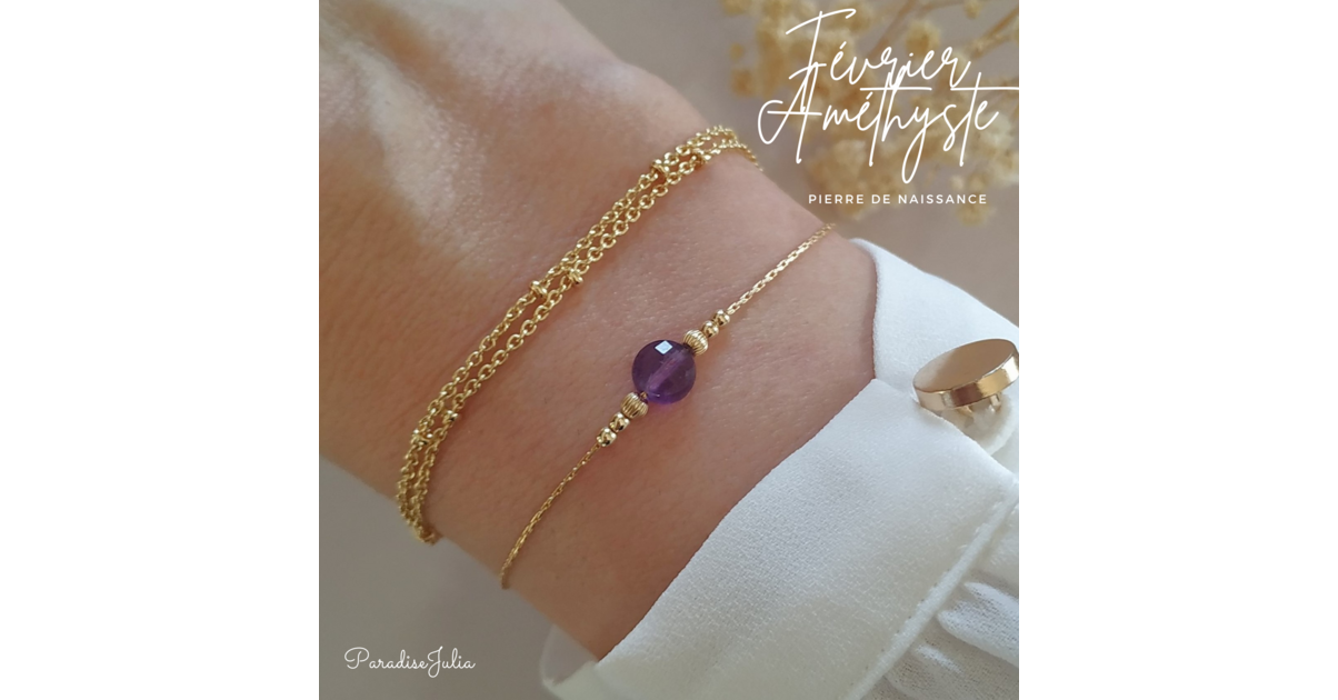 Parure Collier + Bracelet En Améthyste Naturelle - Marque Désirs Essentiels - Neuf