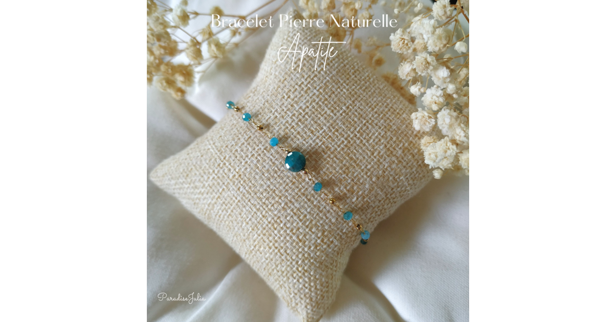 Bracelet Perles Apatite Bleu Turquoise - Fait Main, Sur Mesure, Sans Fermoir
